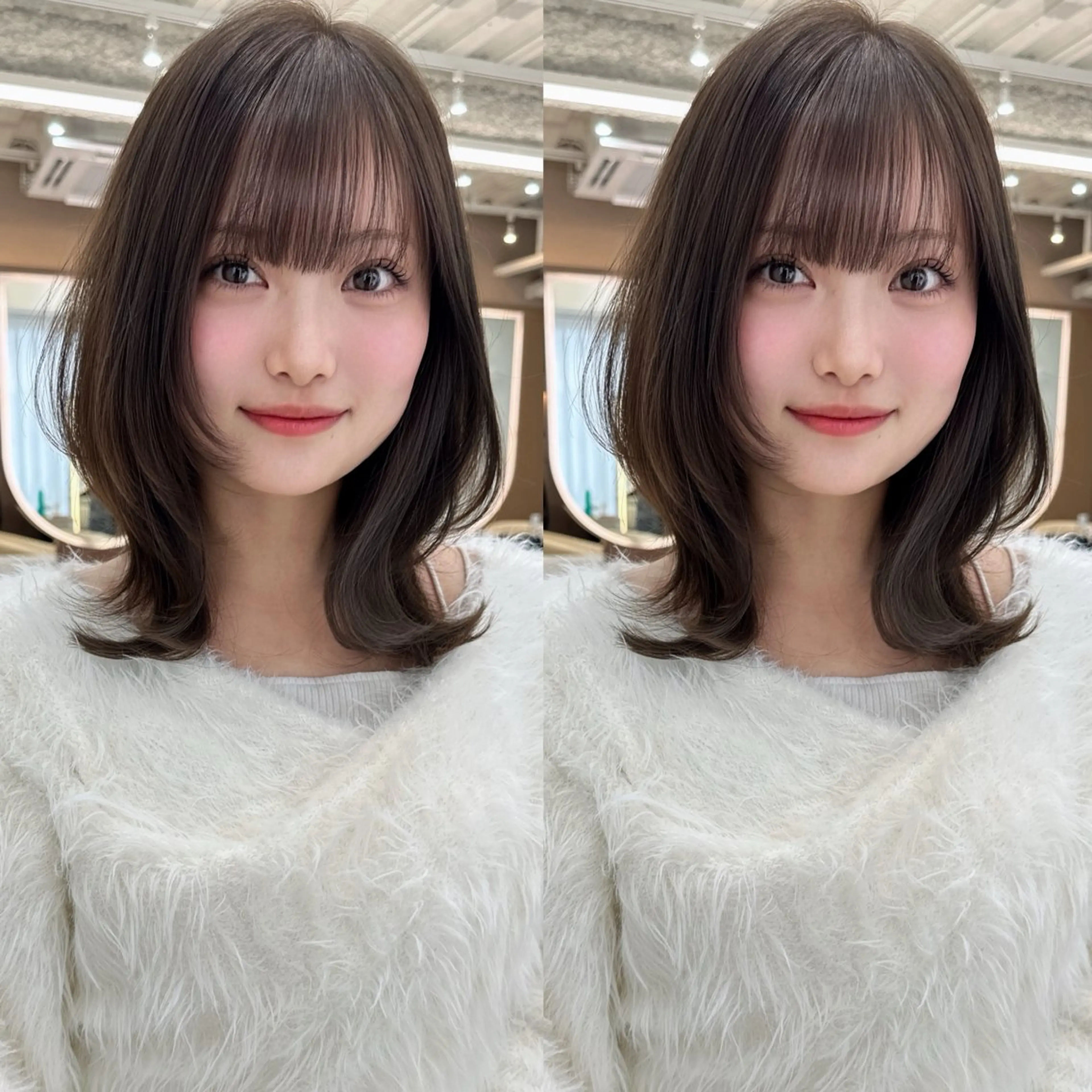 ミディアム オリーブカラー 長谷川のヘアスタイル