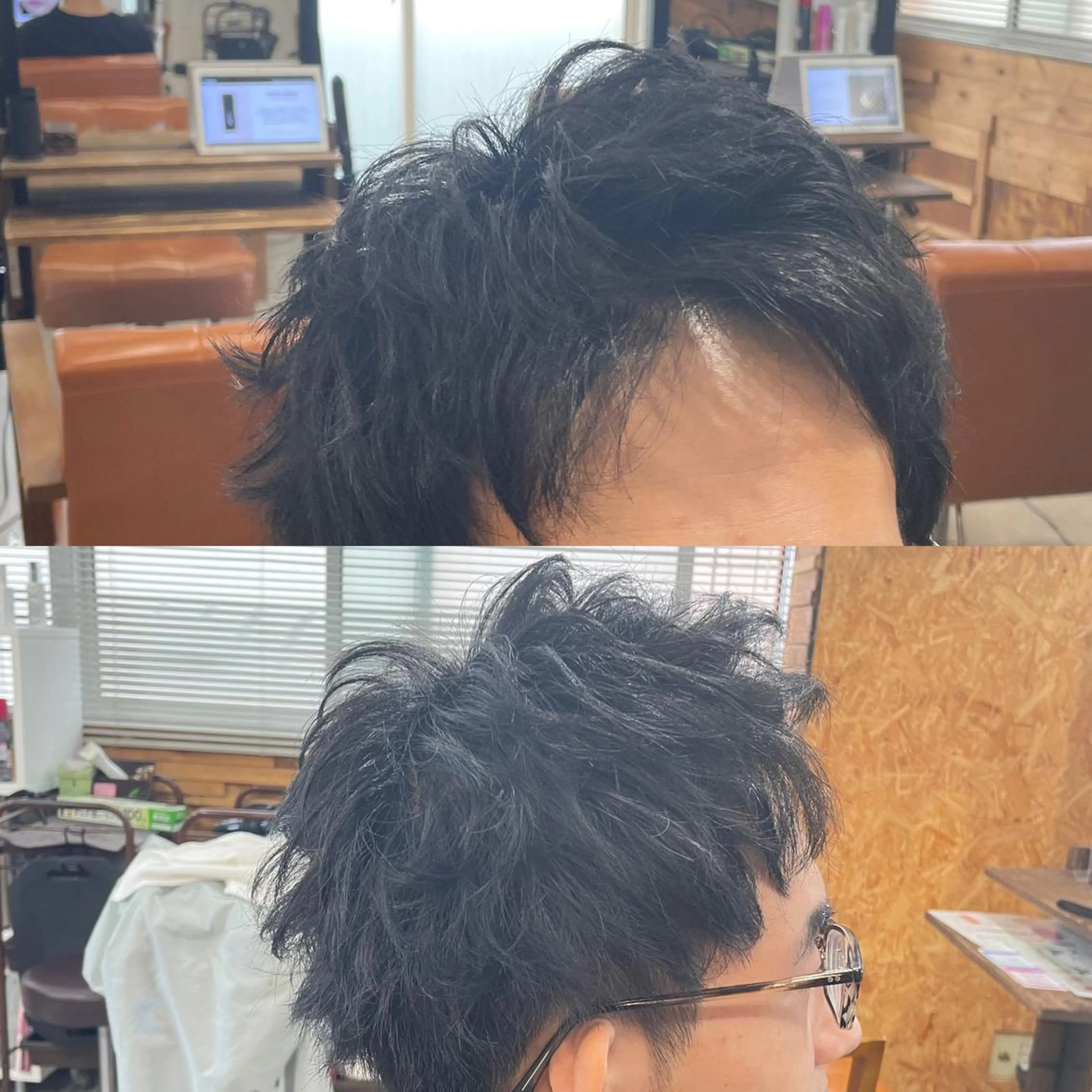 ショート メンズ アップバング メンズパーマ ショートヘア カット かんばら りょーいのヘアスタイル