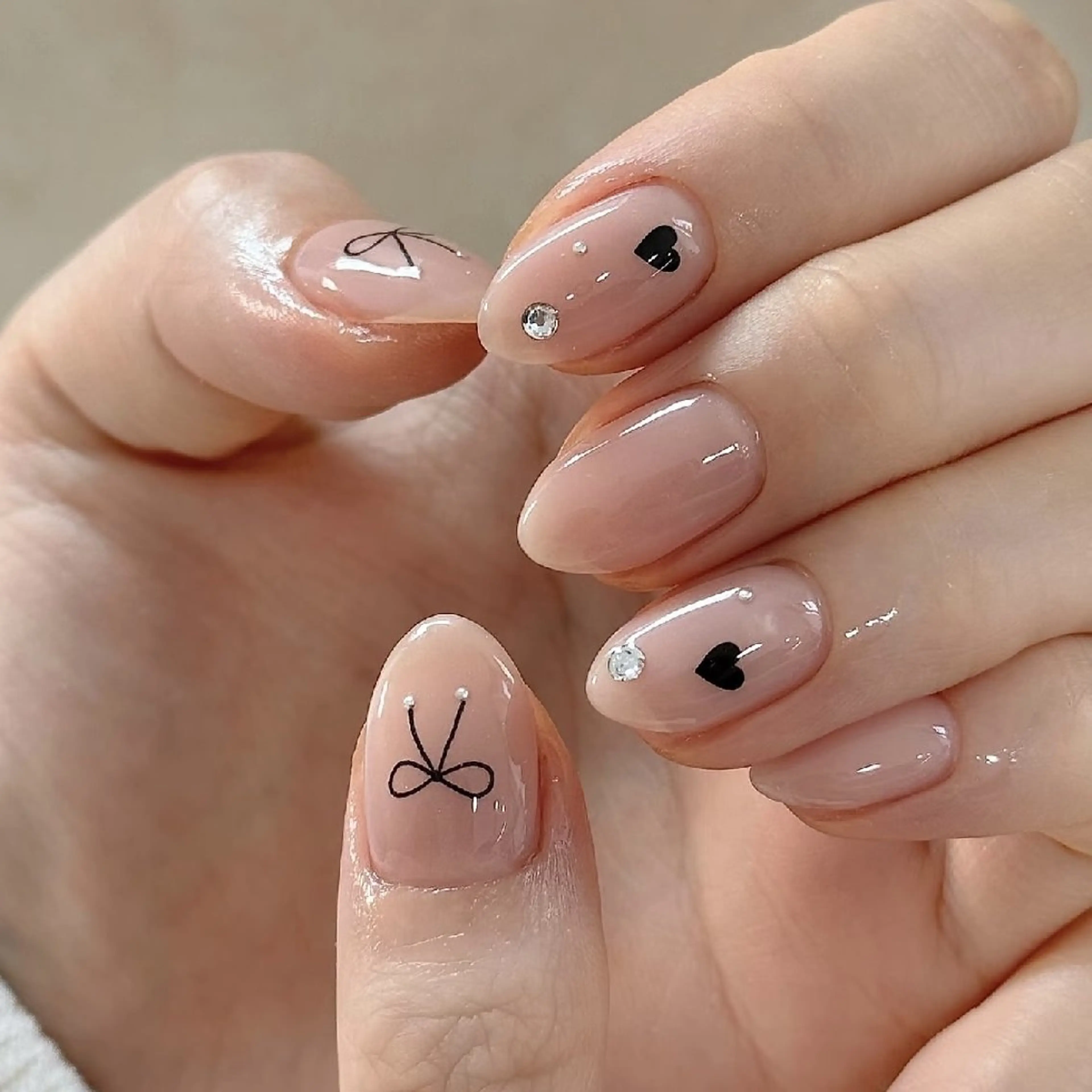 ネイル クリアネイル ハート リボン シンプルネイル MIYUKI  美桜のネイルデザイン