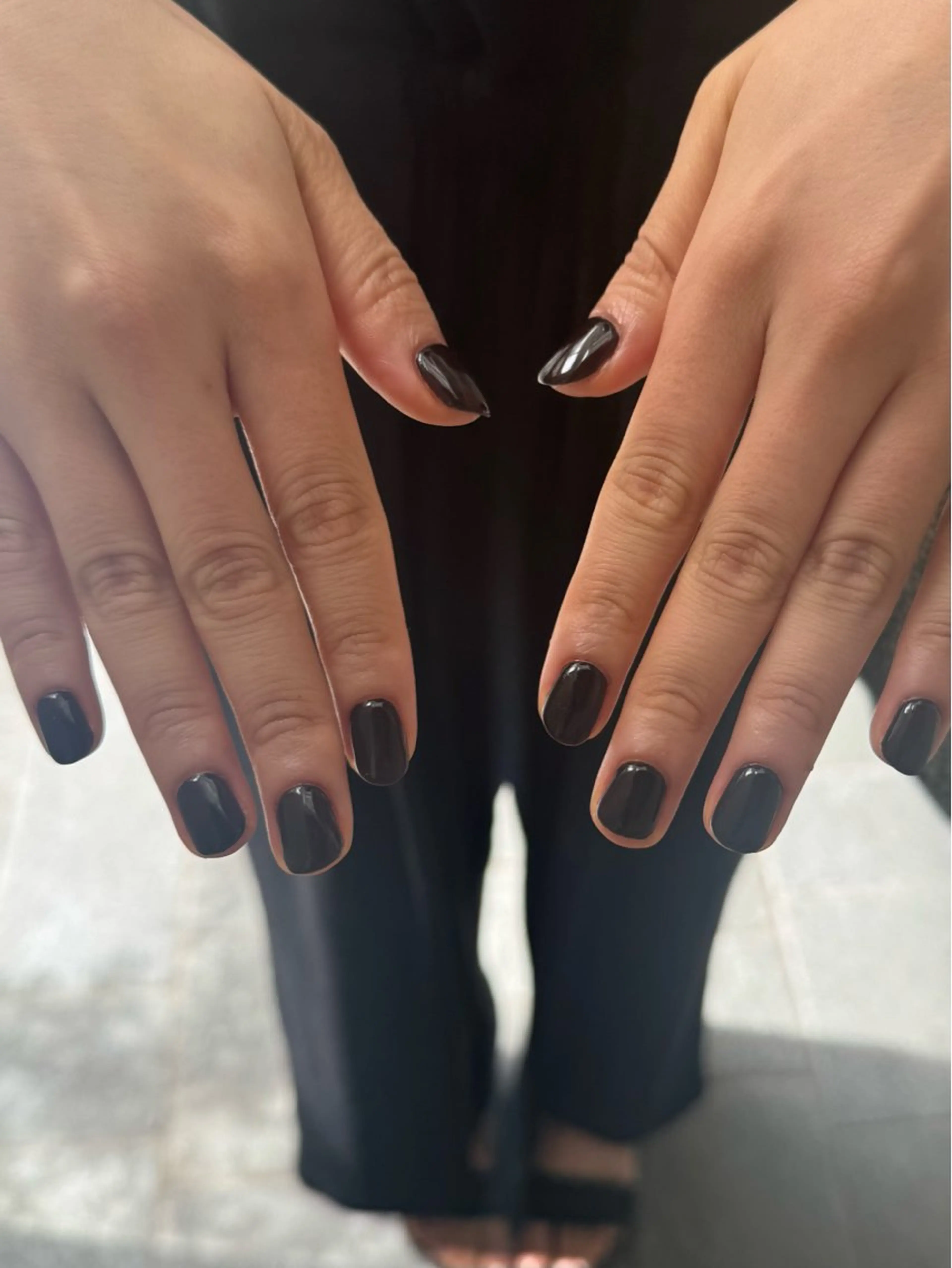 ネイル ブラウン ワンカラーネイル ハンドネイル filonnail momoeのネイルデザイン
