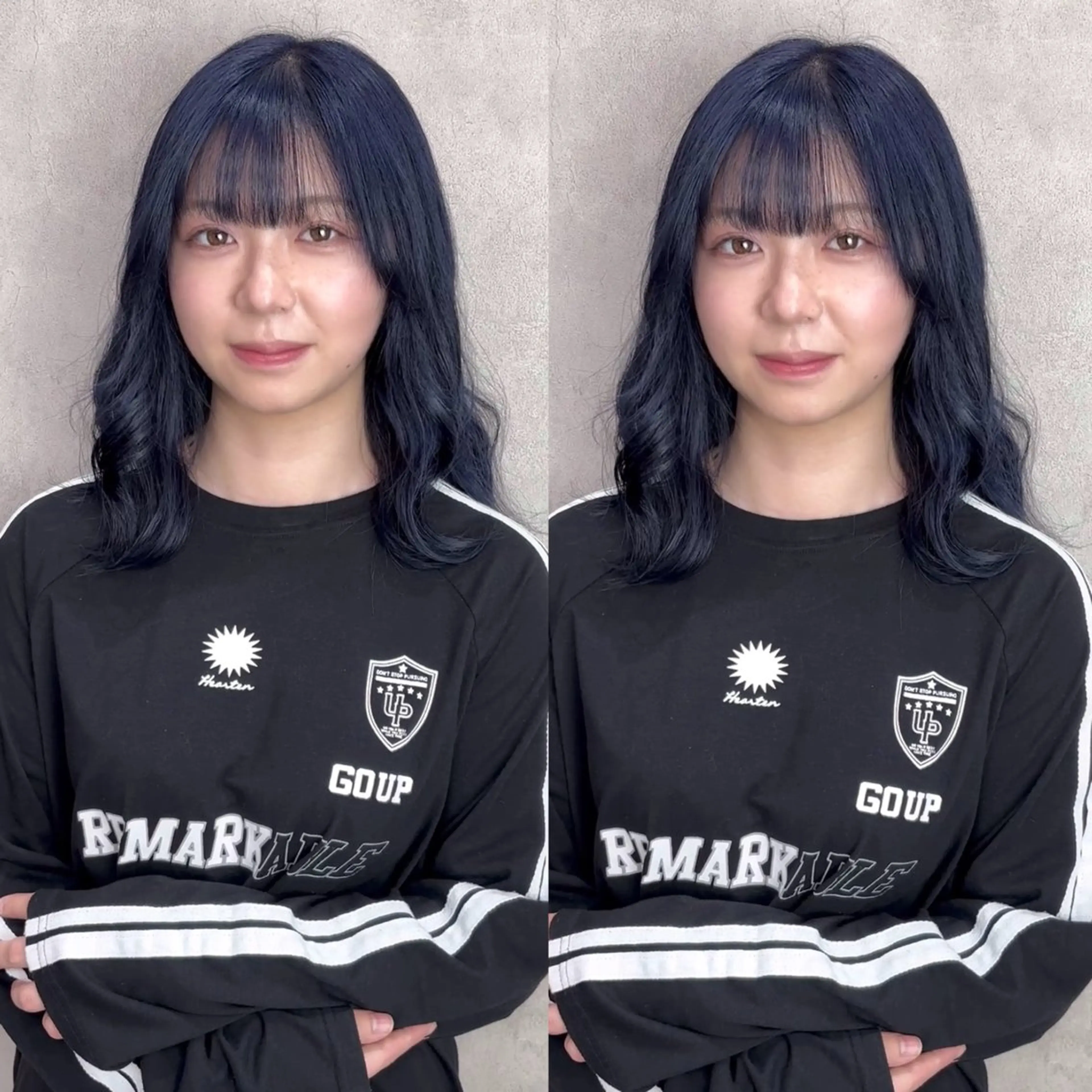 ミディアム カラー ブリーチ ブルーカラー ネイビーカラー ヘアカラー 💎色落ち綺麗に白肌 ラベンダー💎りんのヘアスタイル