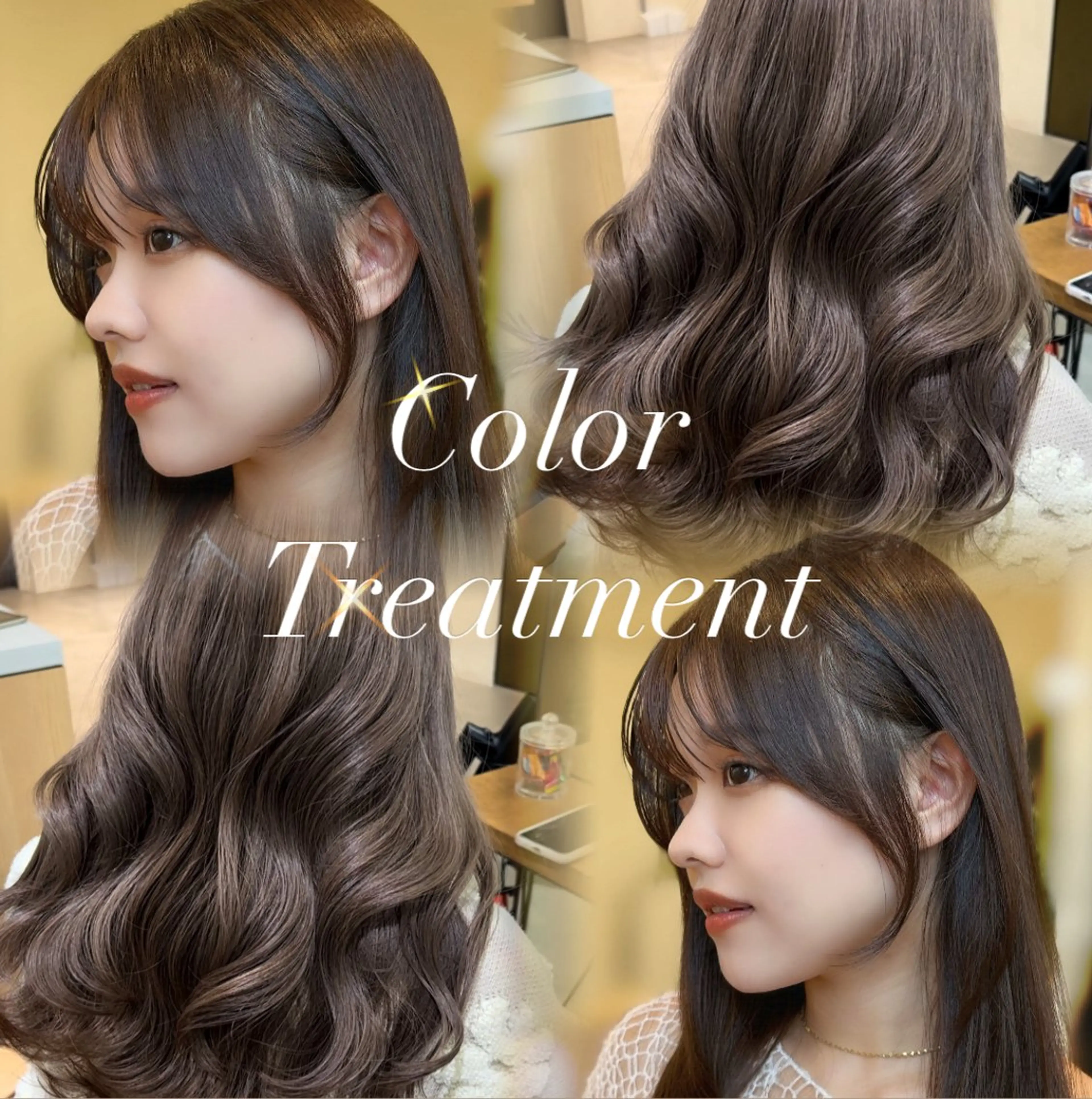 ミディアム ヘアカラー トリートメント 顔周りcut/ 艶ワンカラー♥ちさきのヘアスタイル