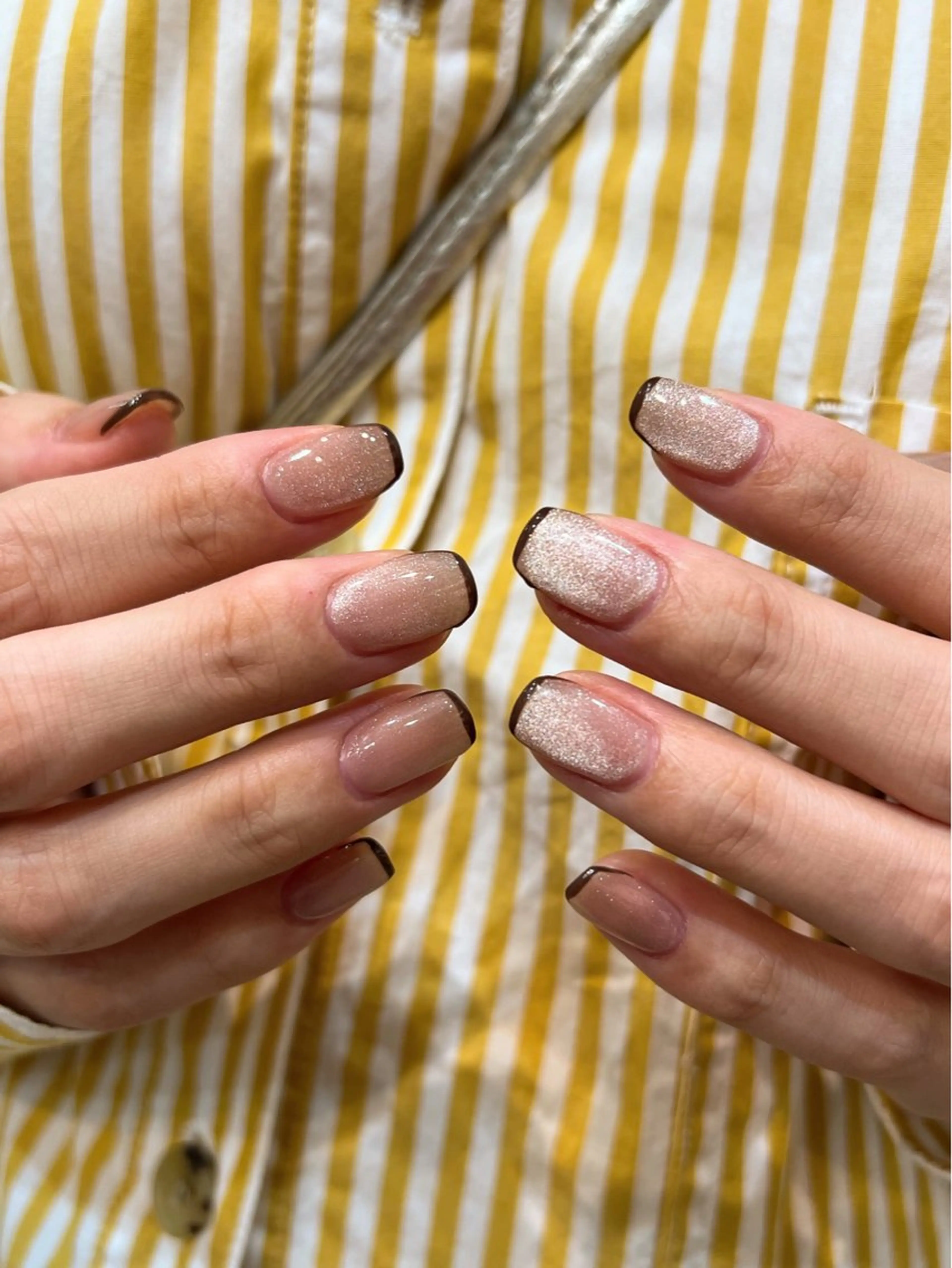 メンズ ネイル フレンチネイル マグネットネイル マグネットフレンチ ハンドネイル ヘアメイクネイリスト 💄💅hidemiのネイルデザイン
