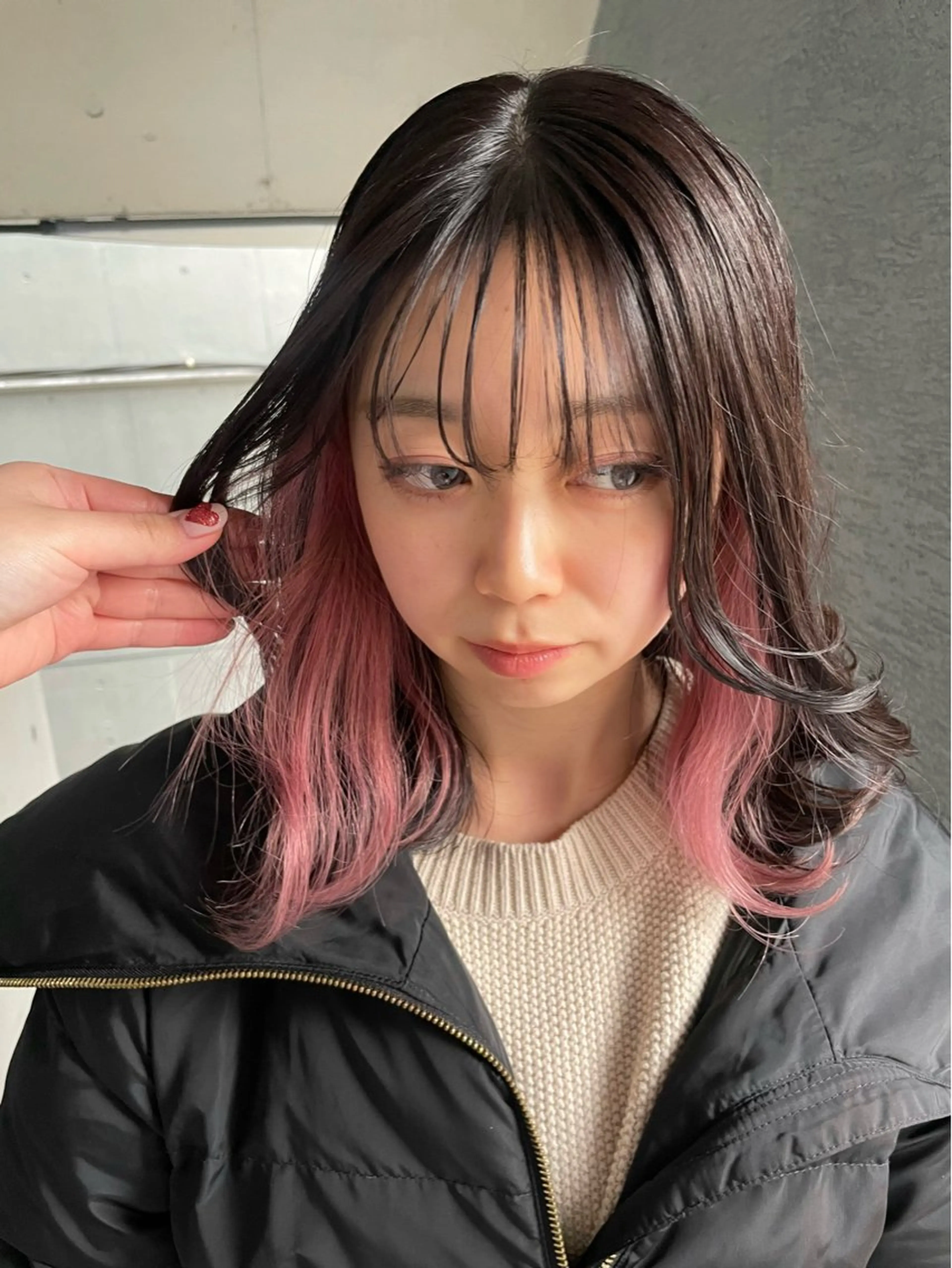 カラー インナーカラー ピンクカラー ヘアカラー トリートメント ミルクティーベージュ ブリーチ🖤サヤカのヘアスタイル