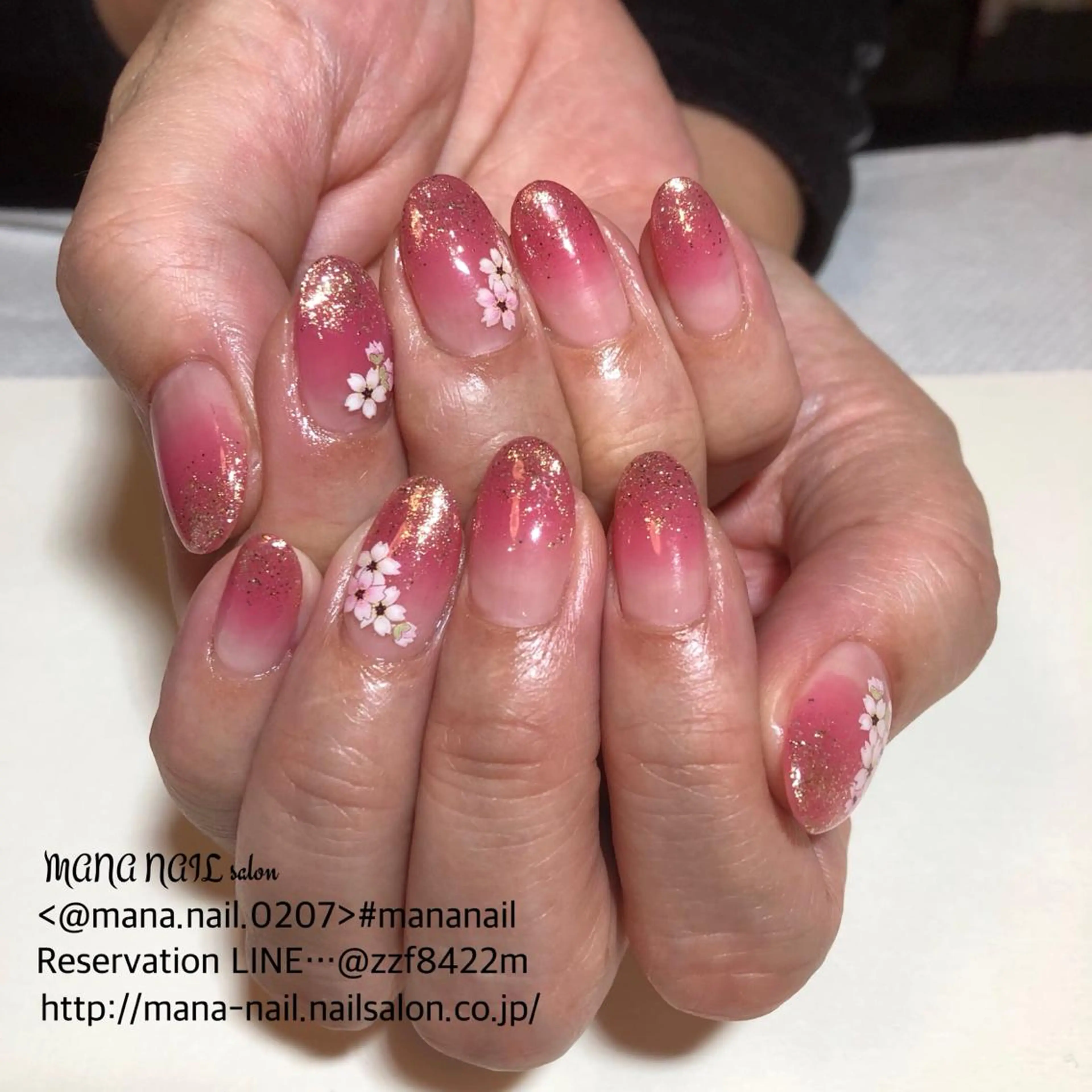 ネイル 桜ネイル 長さ出し ジェルネイル 春ネイル 夏ネイル ハンドネイル ハンドケア 廣瀬 真奈美のネイルデザイン