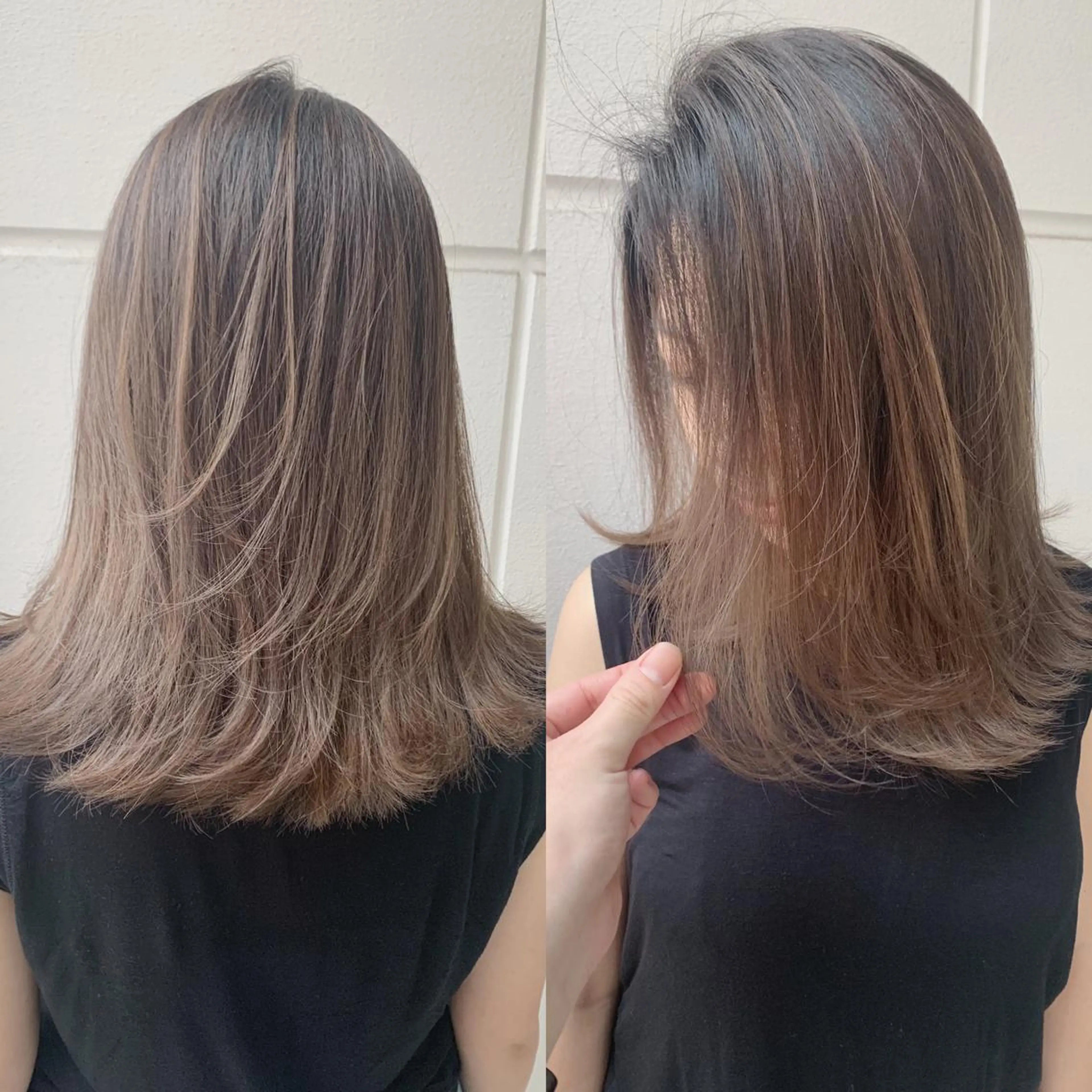 ミディアム カラー ヘアアレンジ バレイヤージュ ハイライトカラー ハイライト レイヤーカット ヘアカラー トリートメント BANK'S hair所属・📌 トレンド× 髪質改善寺坂雄飛📌のヘアスタイル