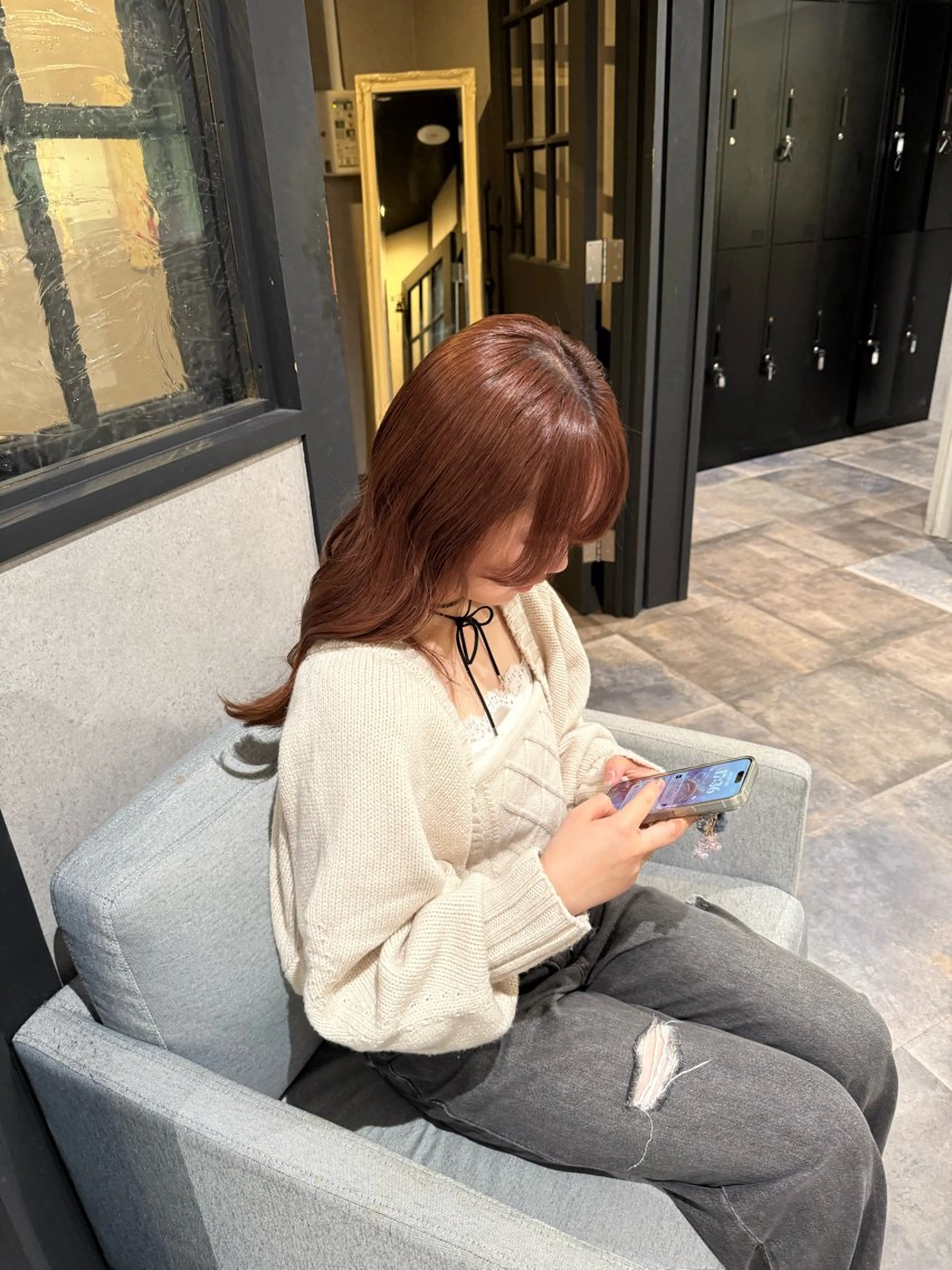 セミロング ピンクブラウン カット ヘアカラー Lafith hair clan所属・Lafith本通店/ SARAのヘアスタイル