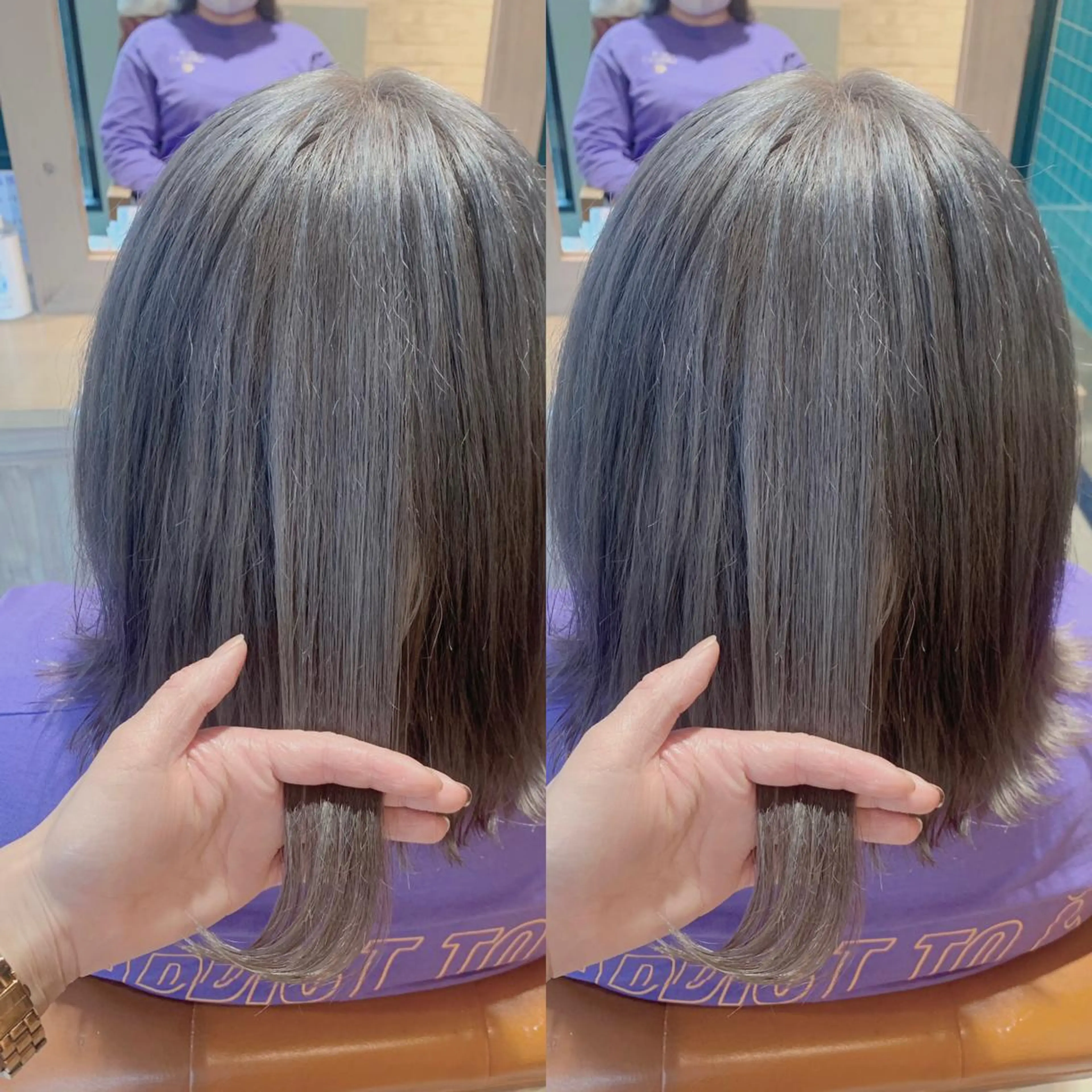 ミディアム カラー ハイトーンカラー シルバー 韓国🇰🇷 ✂︎hair 内田愛のヘアスタイル