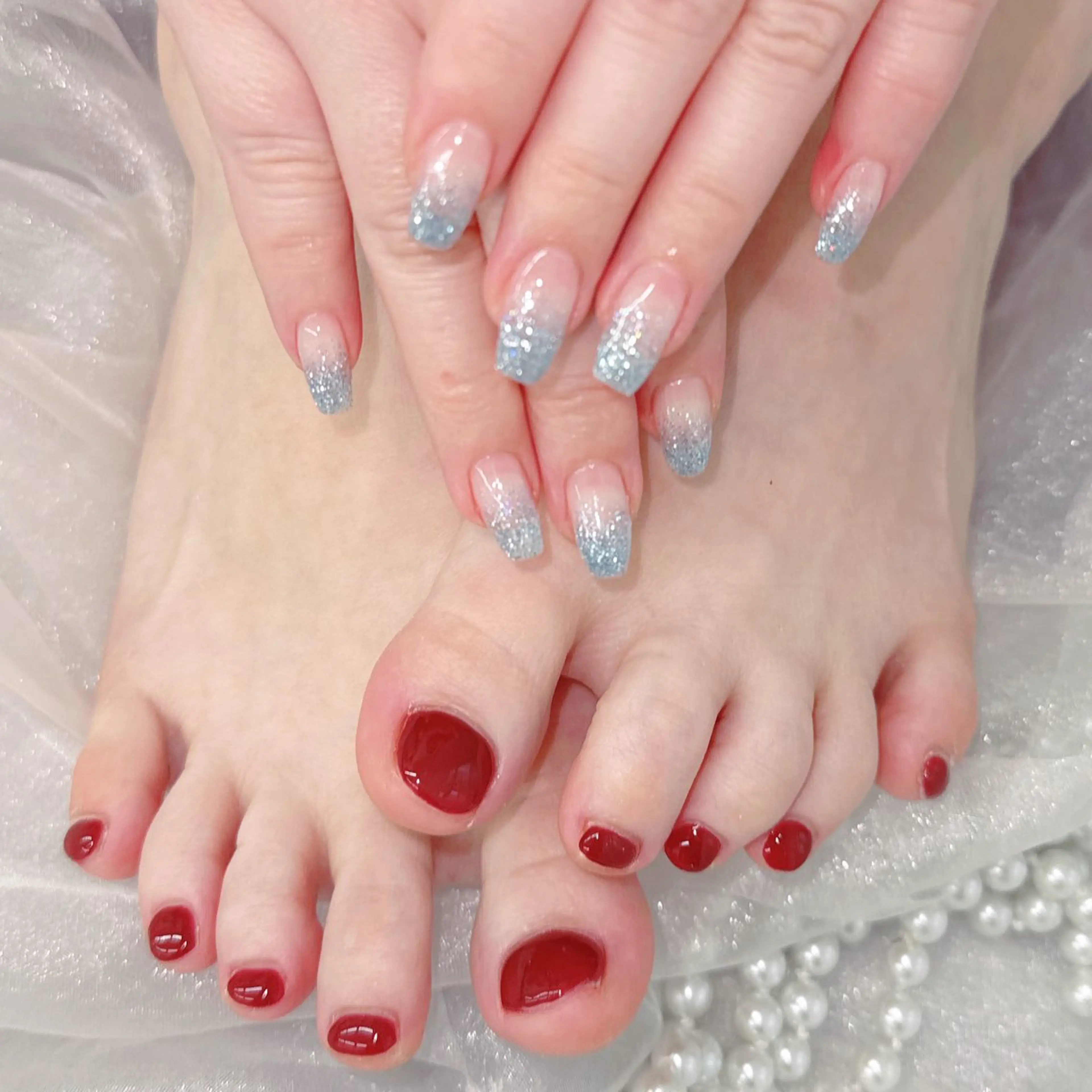 ネイル オーロラネイル フレンチネイル グラデーション 韓国ネイル マグネットネイル ハンドネイル NOA NAILのネイルデザイン