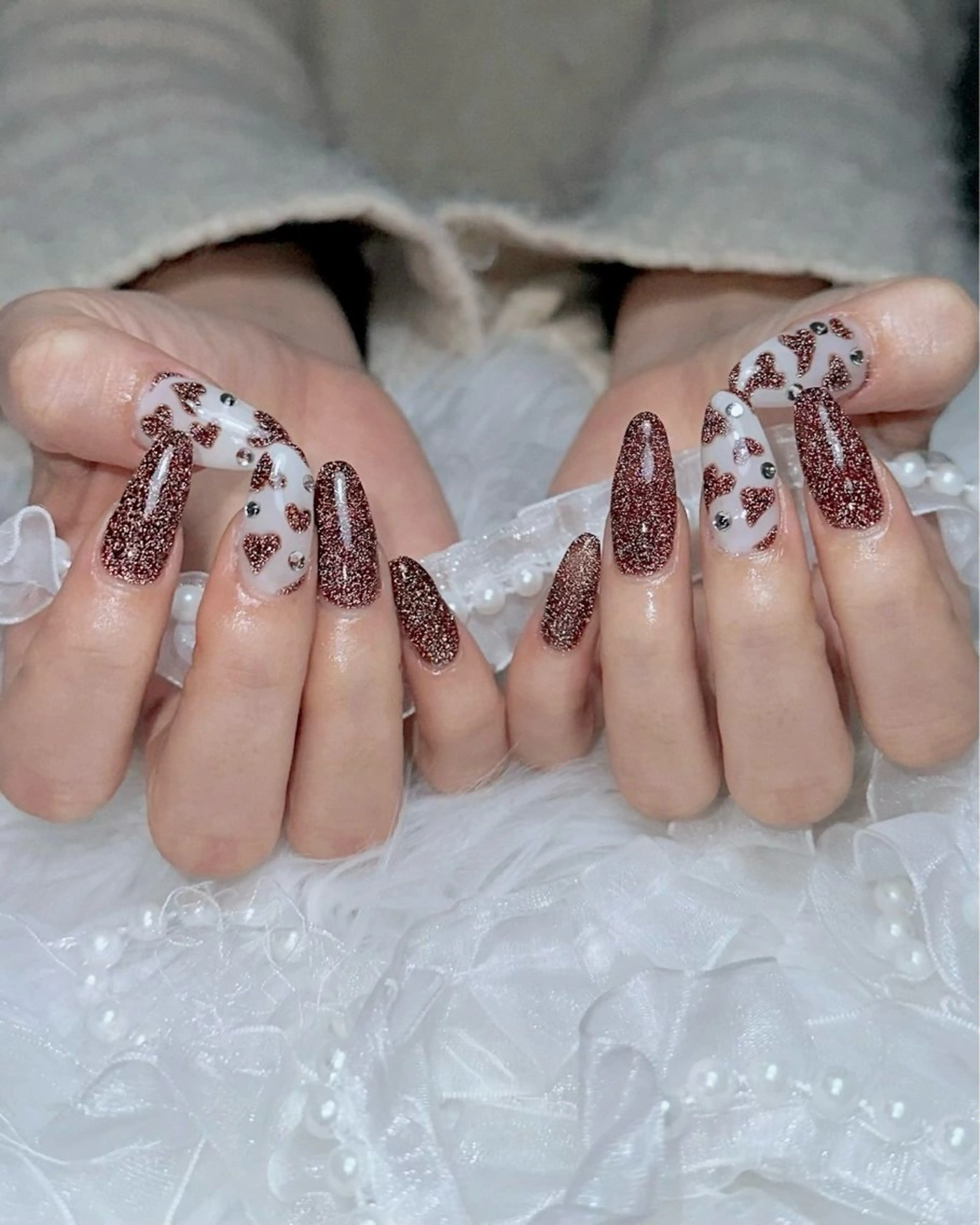 ネイル フラッシュネイル ハート バレンタイン nailsalon Questのネイルデザイン