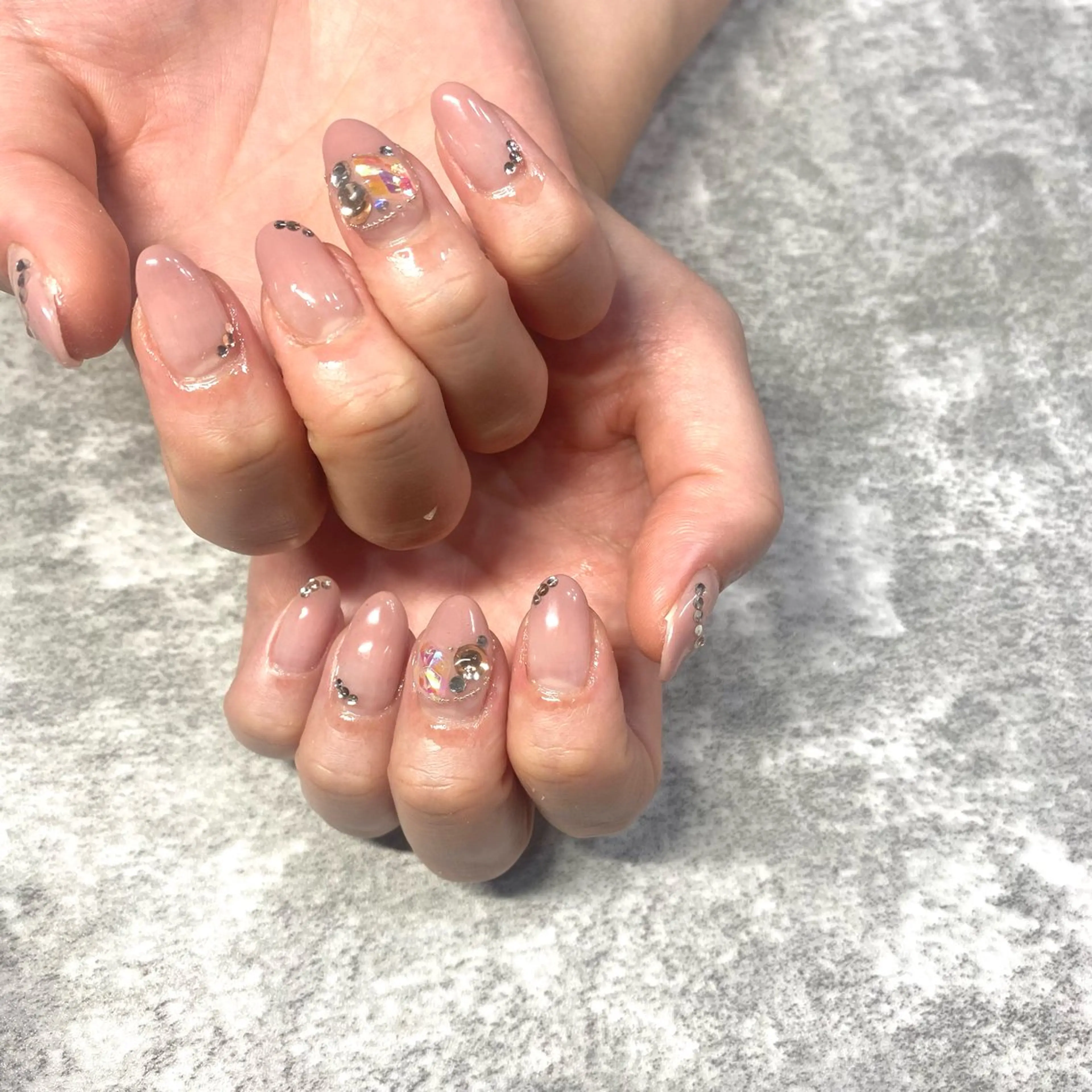 ネイル ピンク ストーンネイル ハンドネイル ★Rinail... .のネイルデザイン