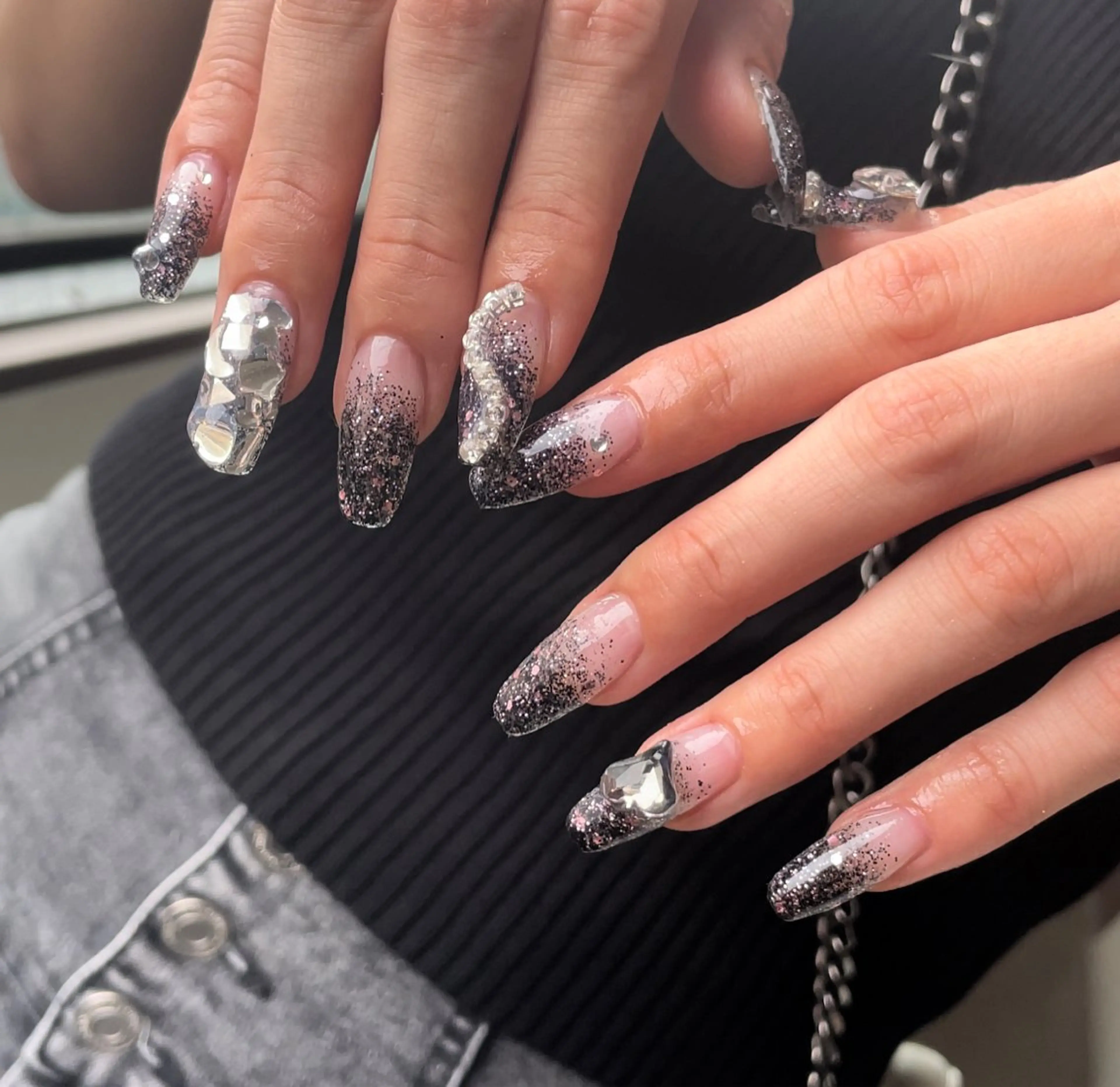 ネイル フレンチネイル グラデーション ハート 氷ネイル・うるうるネイル 韓国ネイル Ri-e's nailのネイルデザイン