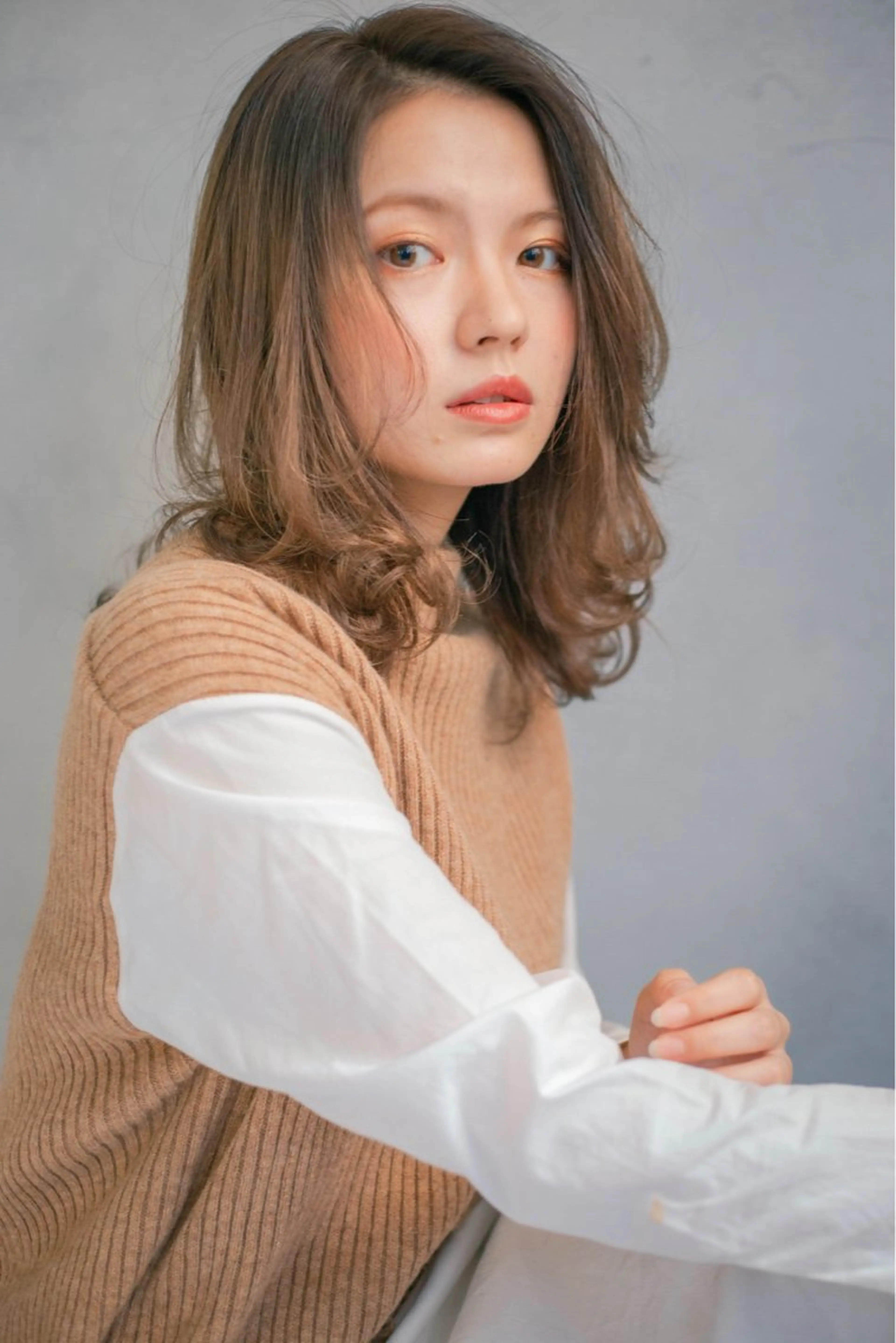 セミロング カラー パーマ stylist/ボブ ことの/韓国レイヤーのヘアスタイル