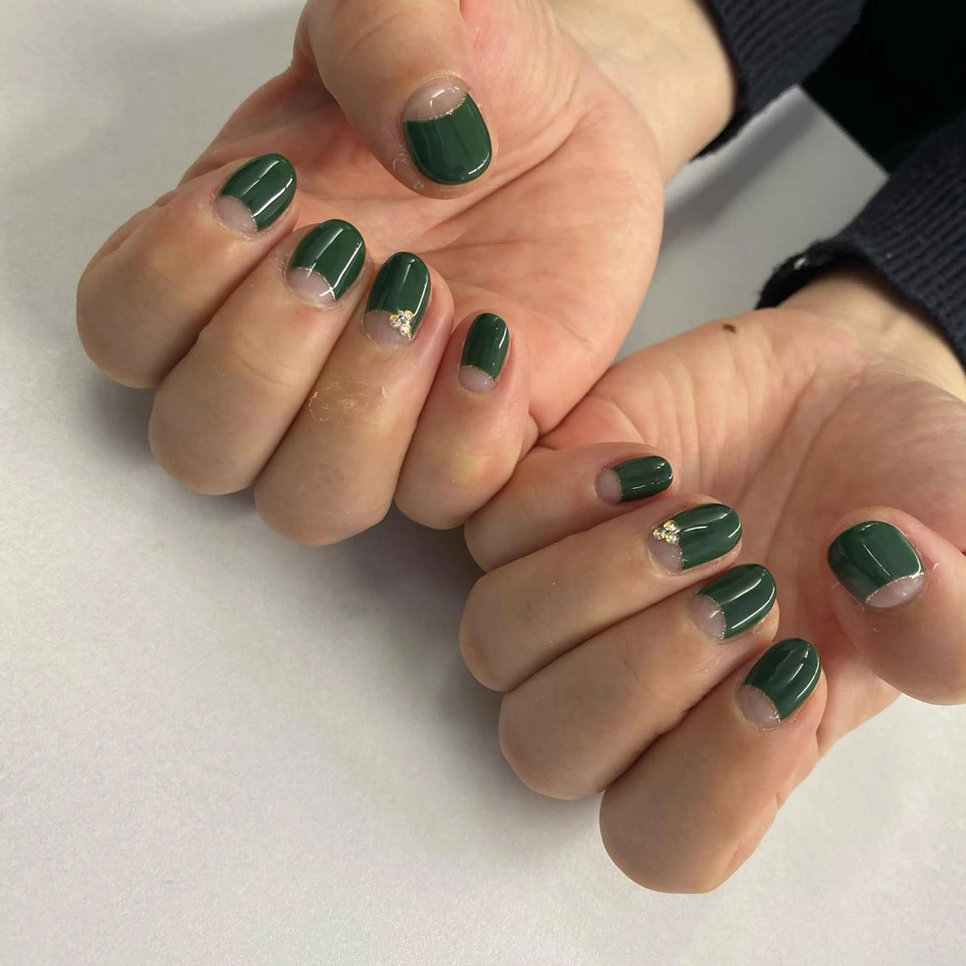 ネイル フレンチネイル グリーン 逆フレンチ JurerEye☆ Kanakoのネイルデザイン