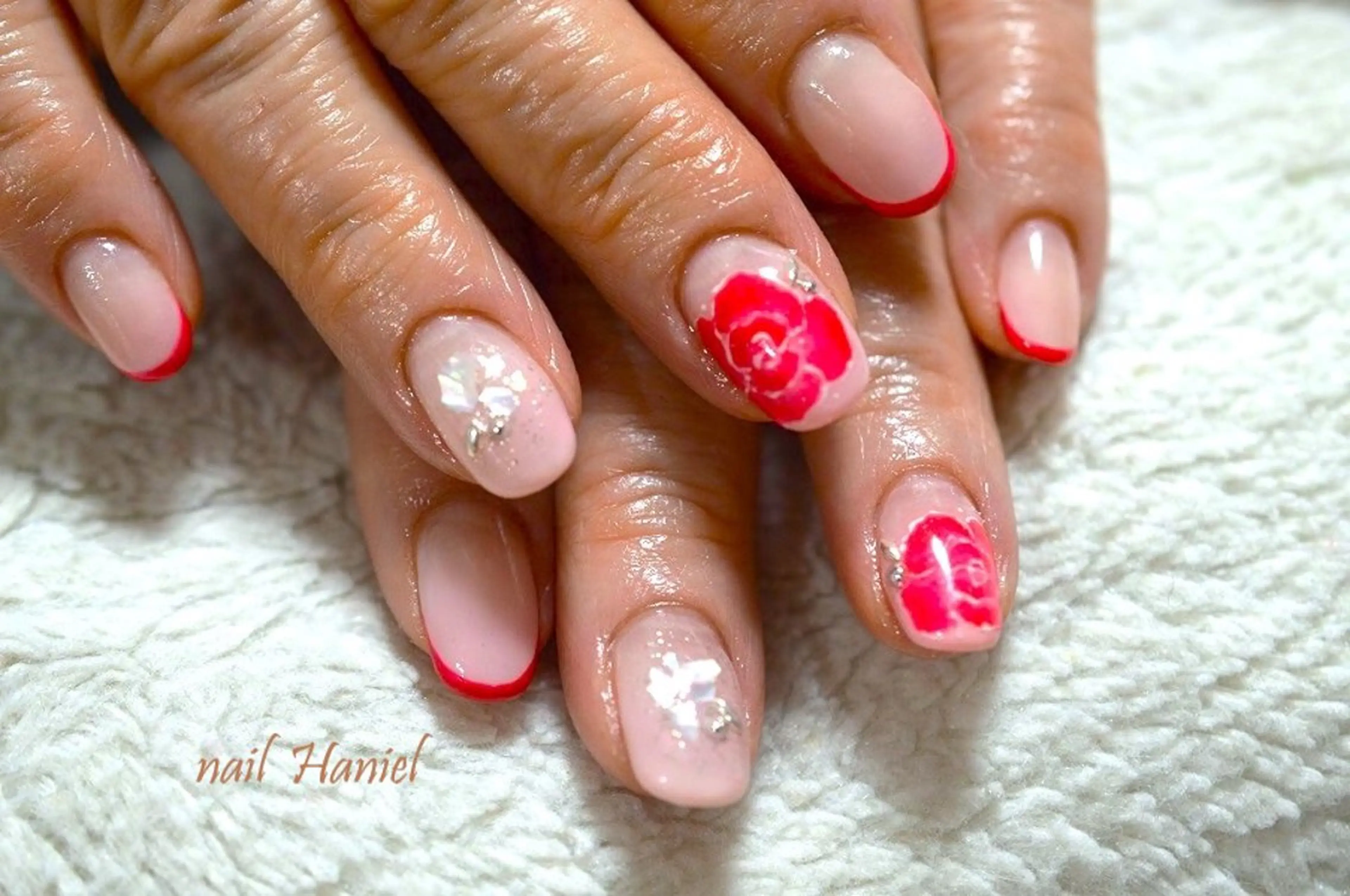 ネイル アートネイル ジェルネイル オフィスネイル パラジェル 冬ネイル ハンドネイル nail Haniel所属・半蔵門サロンハニエル 魅神 ちよのネイルデザイン