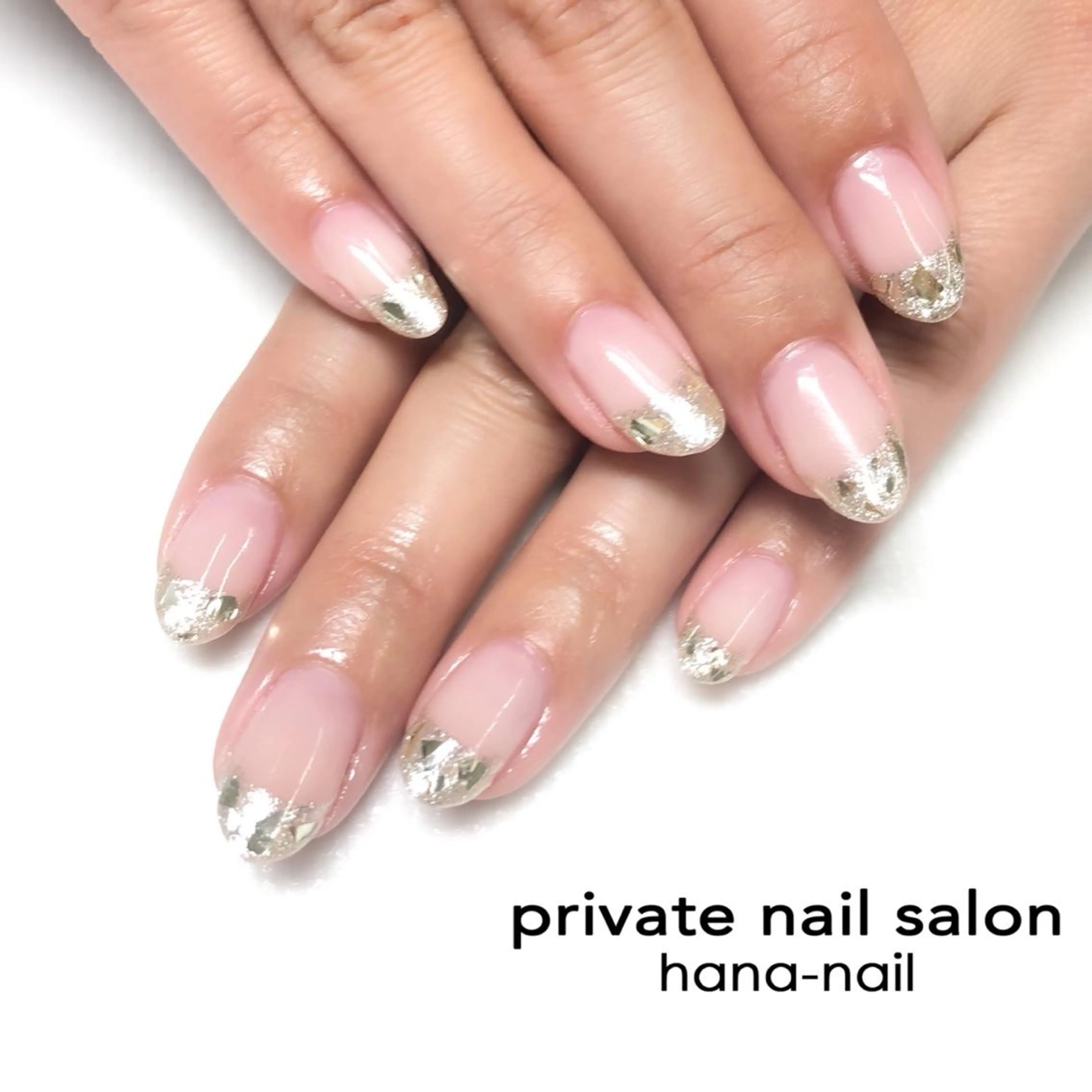 ネイル フレンチネイル ガラスフレンチ ゴールド HANA-NAILハナネイル福山所属・Kao hana-nailのネイルデザイン