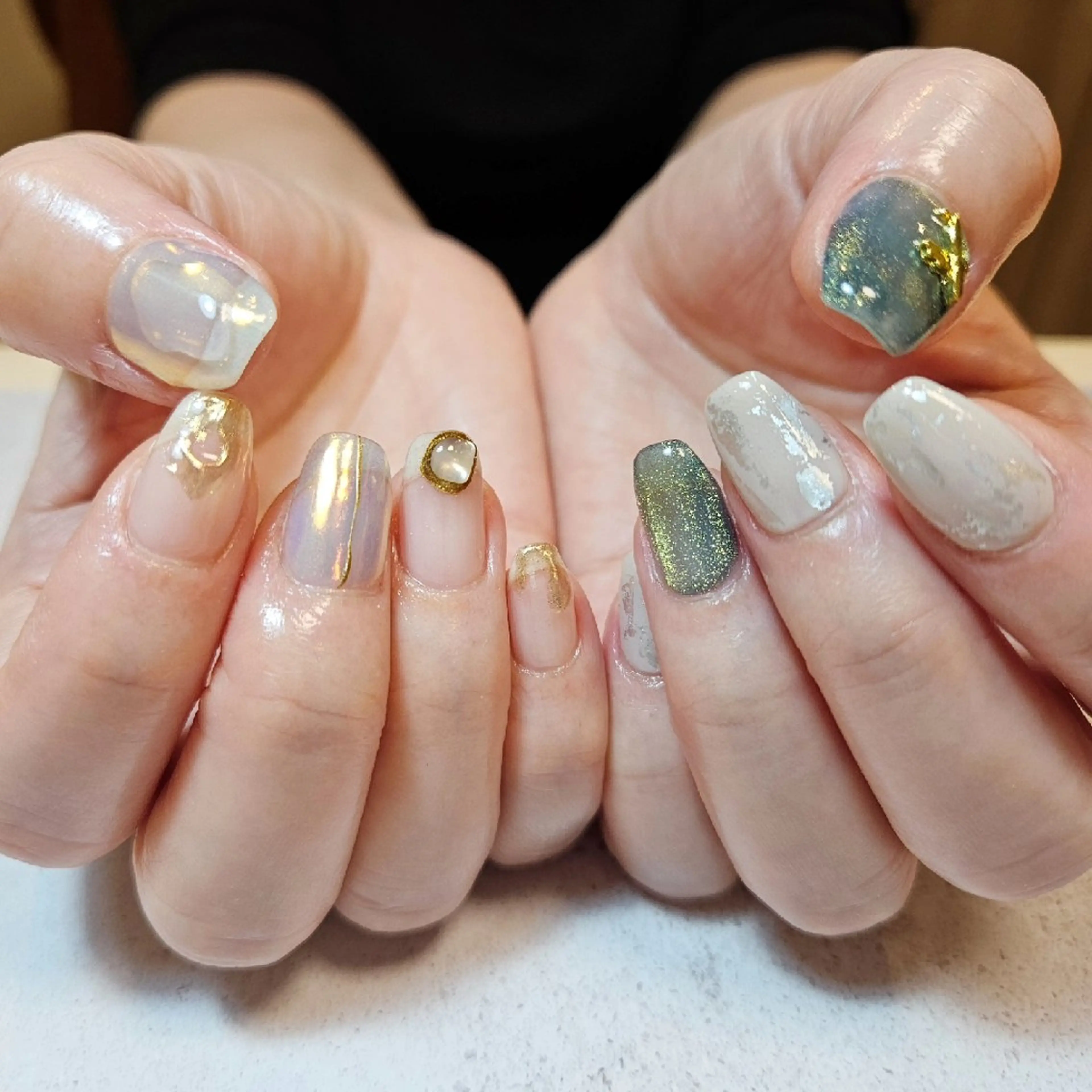 ネイル クリアネイル マグネットネイル 持ち込み オフィスネイル シンプルネイル ハンドネイル Nailsalon manoのネイルデザイン