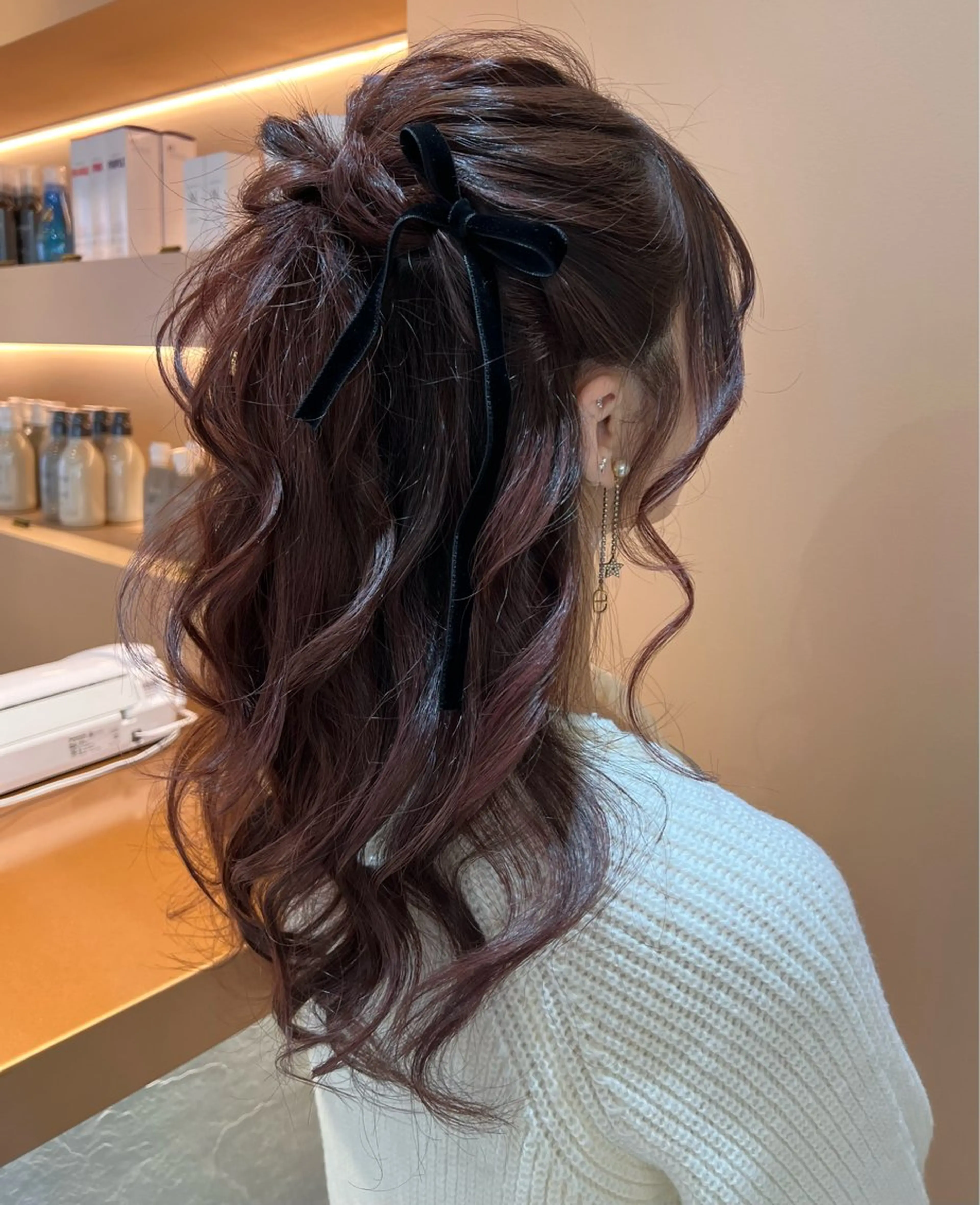 ロング カラー ヘアアレンジ ハーフアップ ピンクカラー ヘアセット ✨髪質改善✨ 韓国ヘア🇰🇷ゆいのヘアスタイル