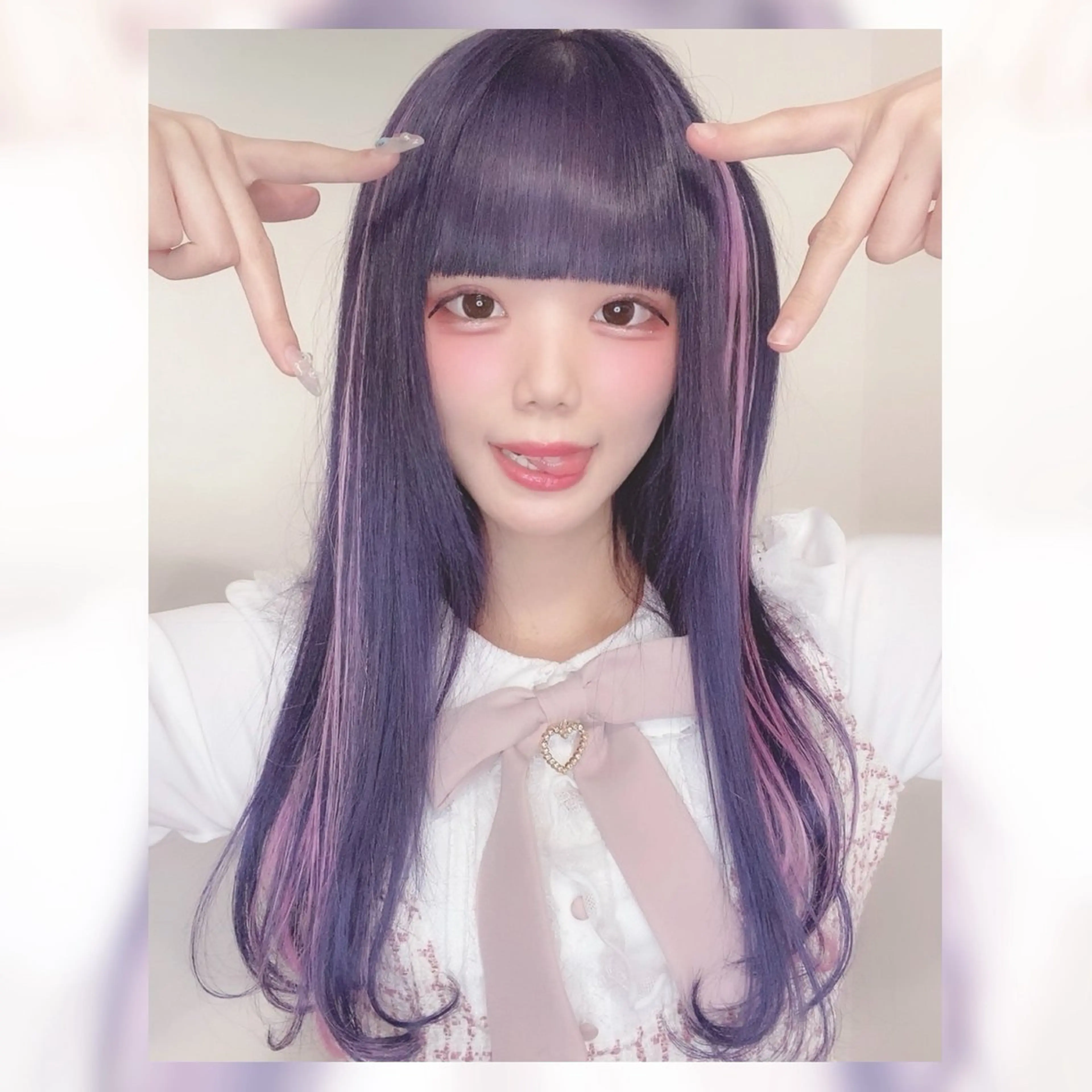 ロング カラー ブリーチ 透明感カラー ハイライトカラー ピンクカラー パープルカラー ✨髪質改善×透明感 カラー✨岩下哲也のヘアスタイル