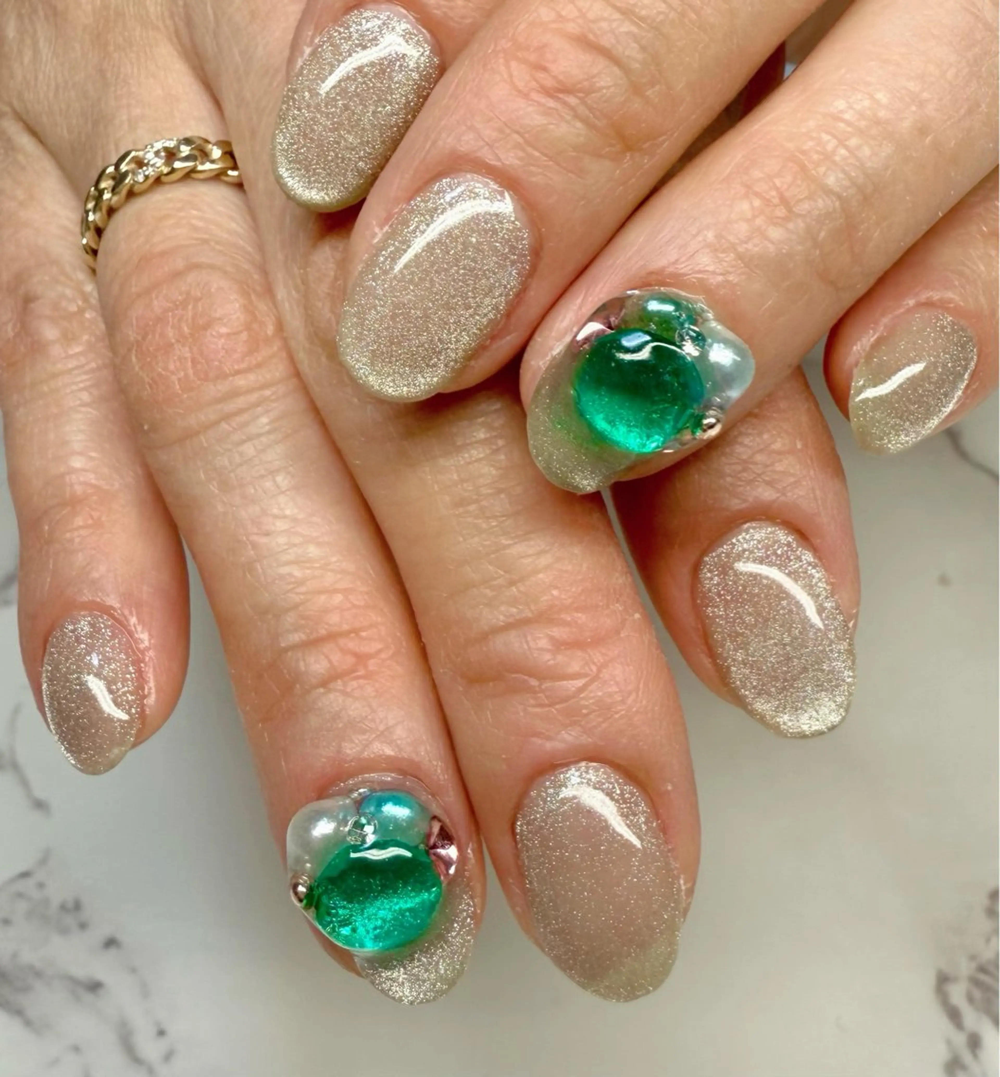 ネイル アートネイル チークネイル フレンチネイル キラキラネイル マグネットネイル M.N_ nailのネイルデザイン