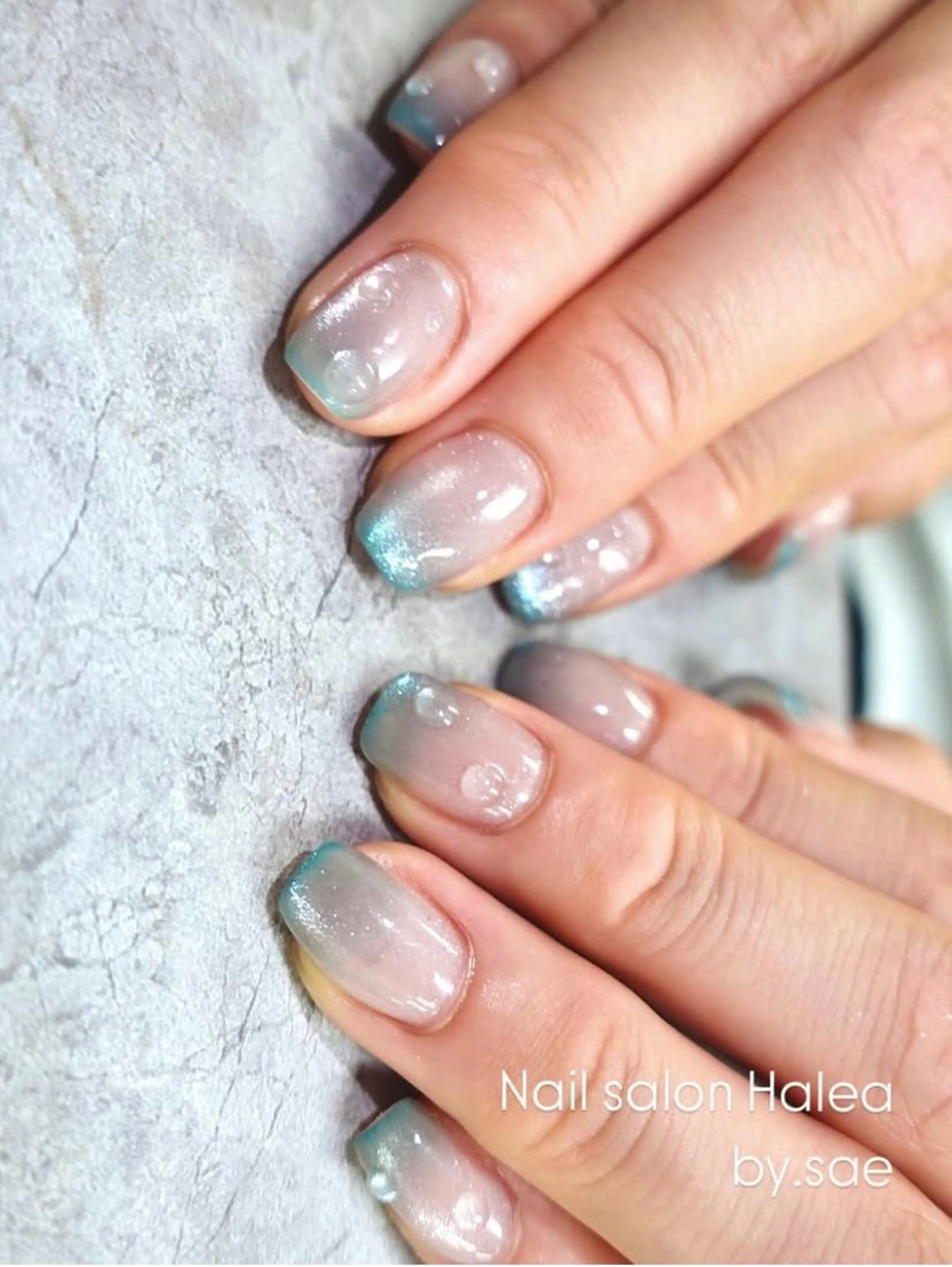 ネイル 氷ネイル・うるうるネイル マグネットネイル ピンク 黄色 ハンドネイル Nail salon Halea 原田さえのネイルデザイン