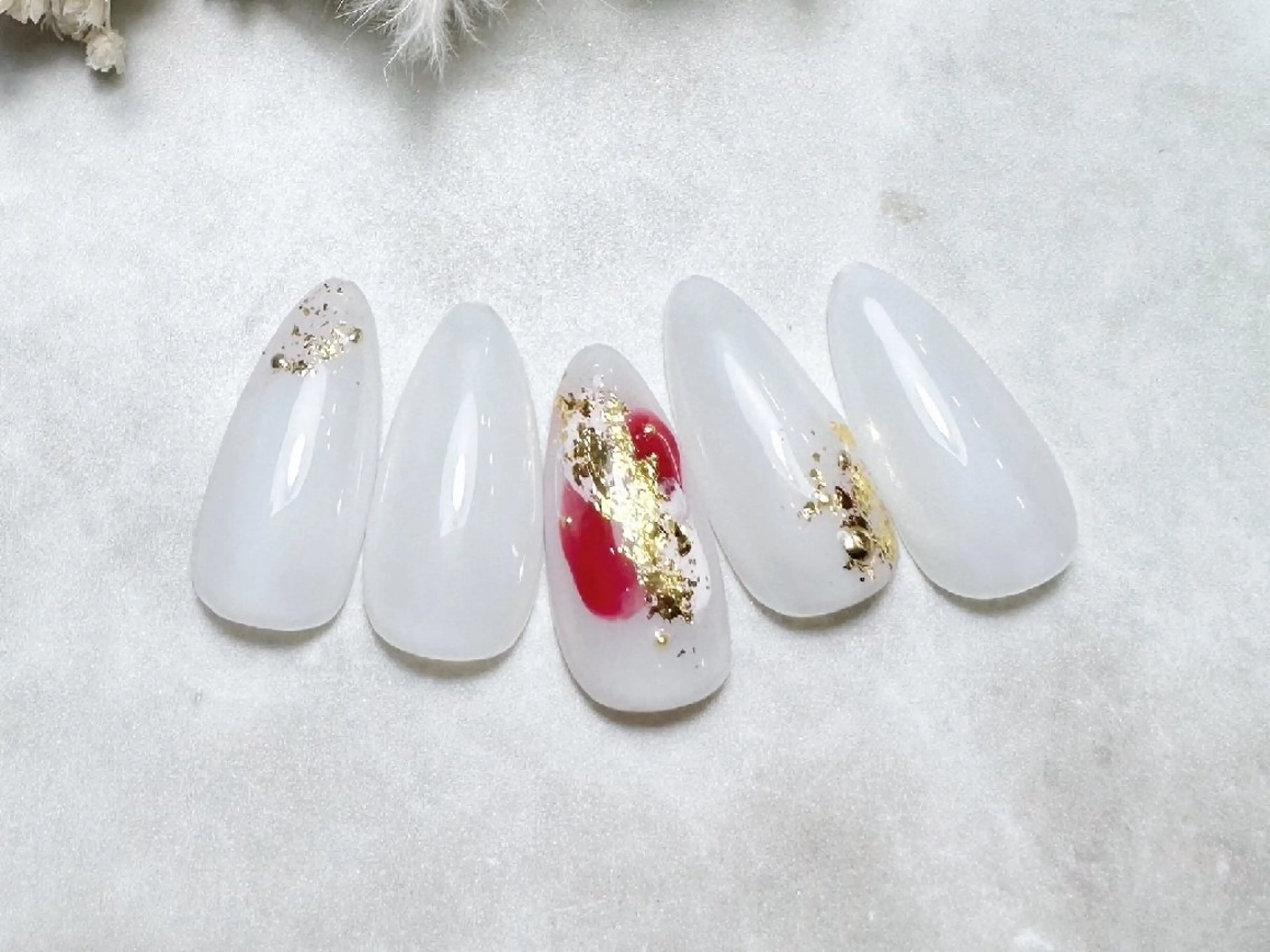 ネイル アートネイル フレンチネイル ジェルネイル ガラスフレンチ ハート ハンドネイル Nailsalon Merci東中野のネイルデザイン