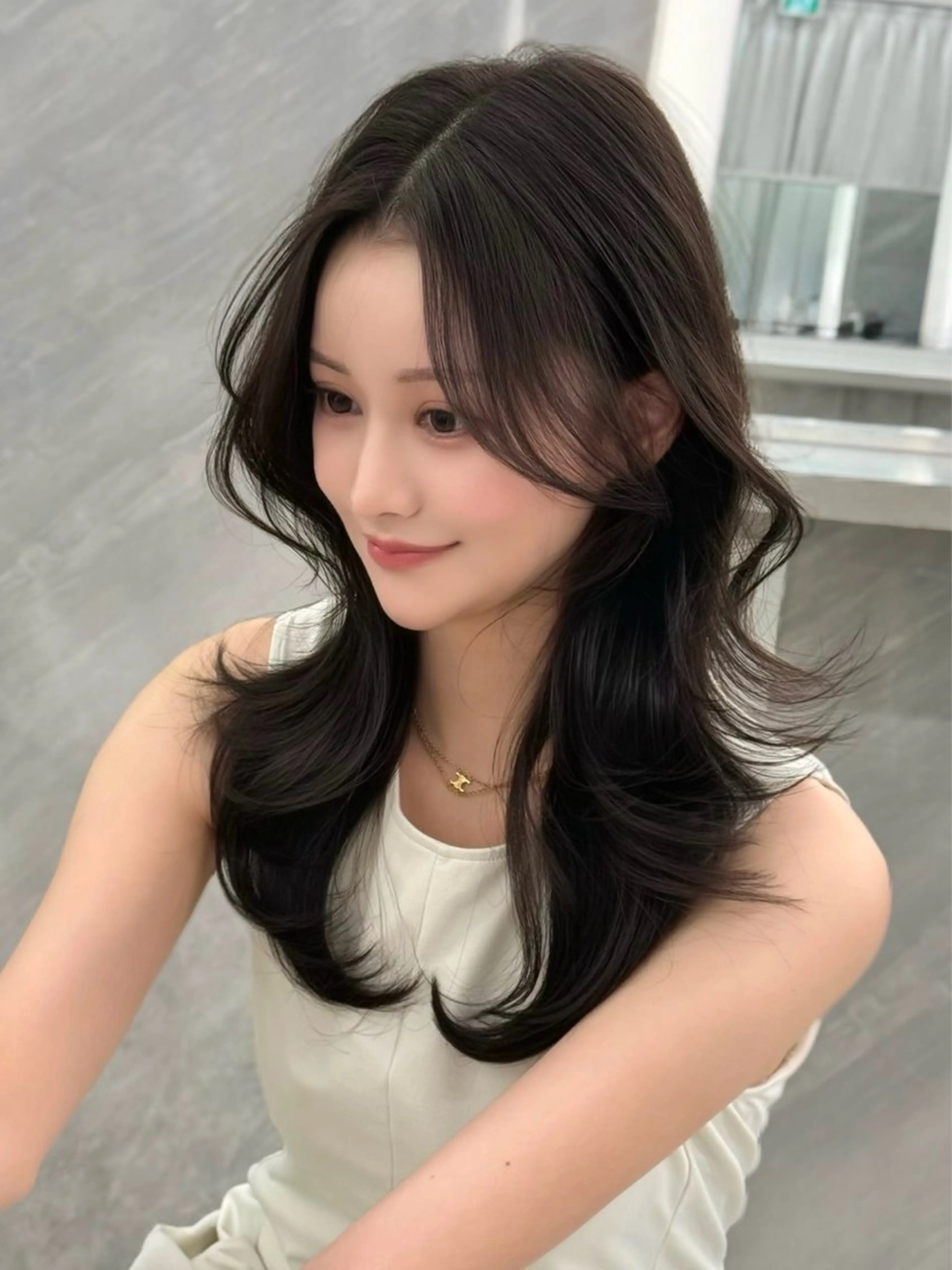 セミロング カラー カット ヘアカラー トリートメント MAEUL luna所属・前髪顔周り/レイヤー 韓国/桔川恒のヘアスタイル