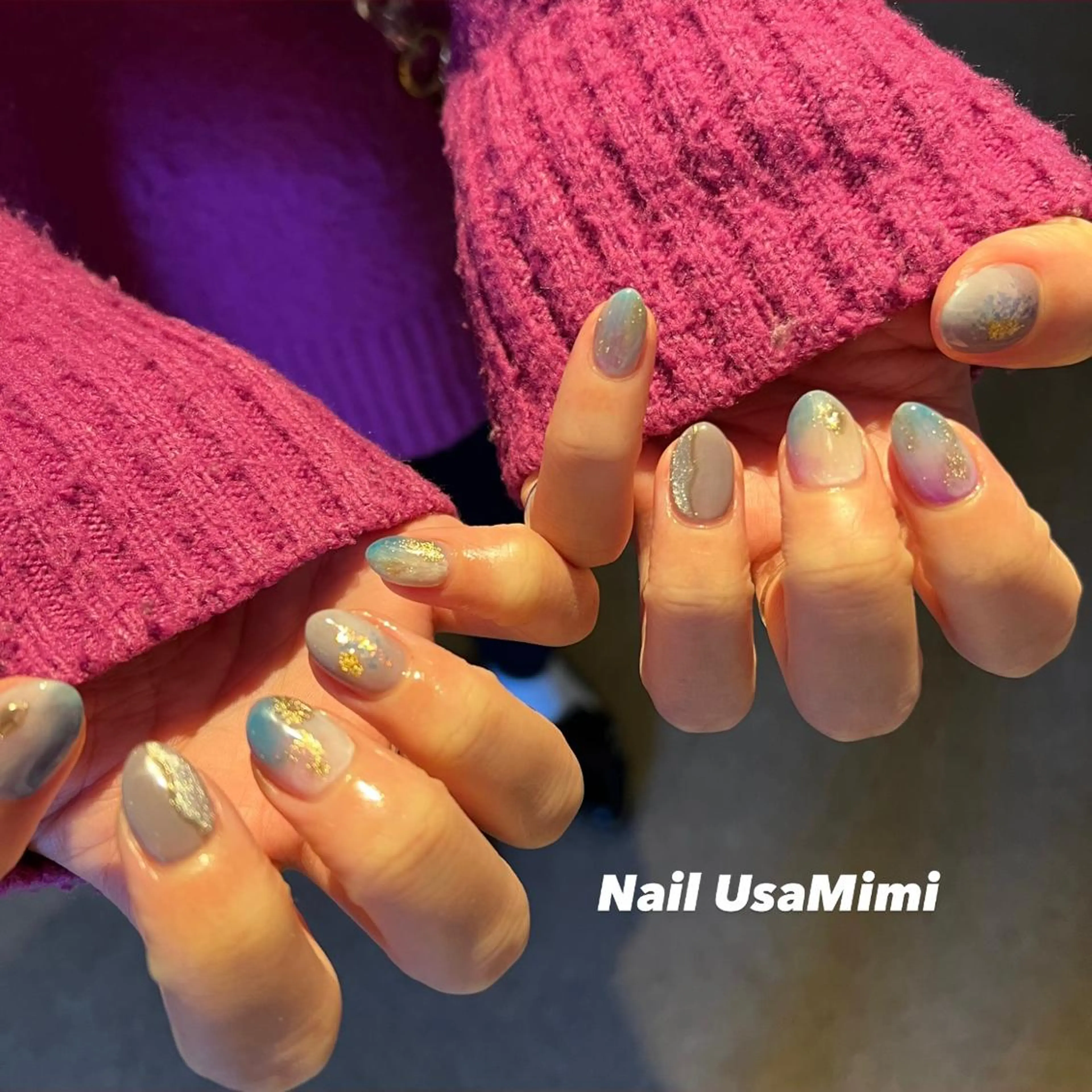 ネイル フットネイル ジェルネイル マグネットネイル 持ち込み ニュアンスネイル 本町ネイルNail UsaMimiのネイルデザイン