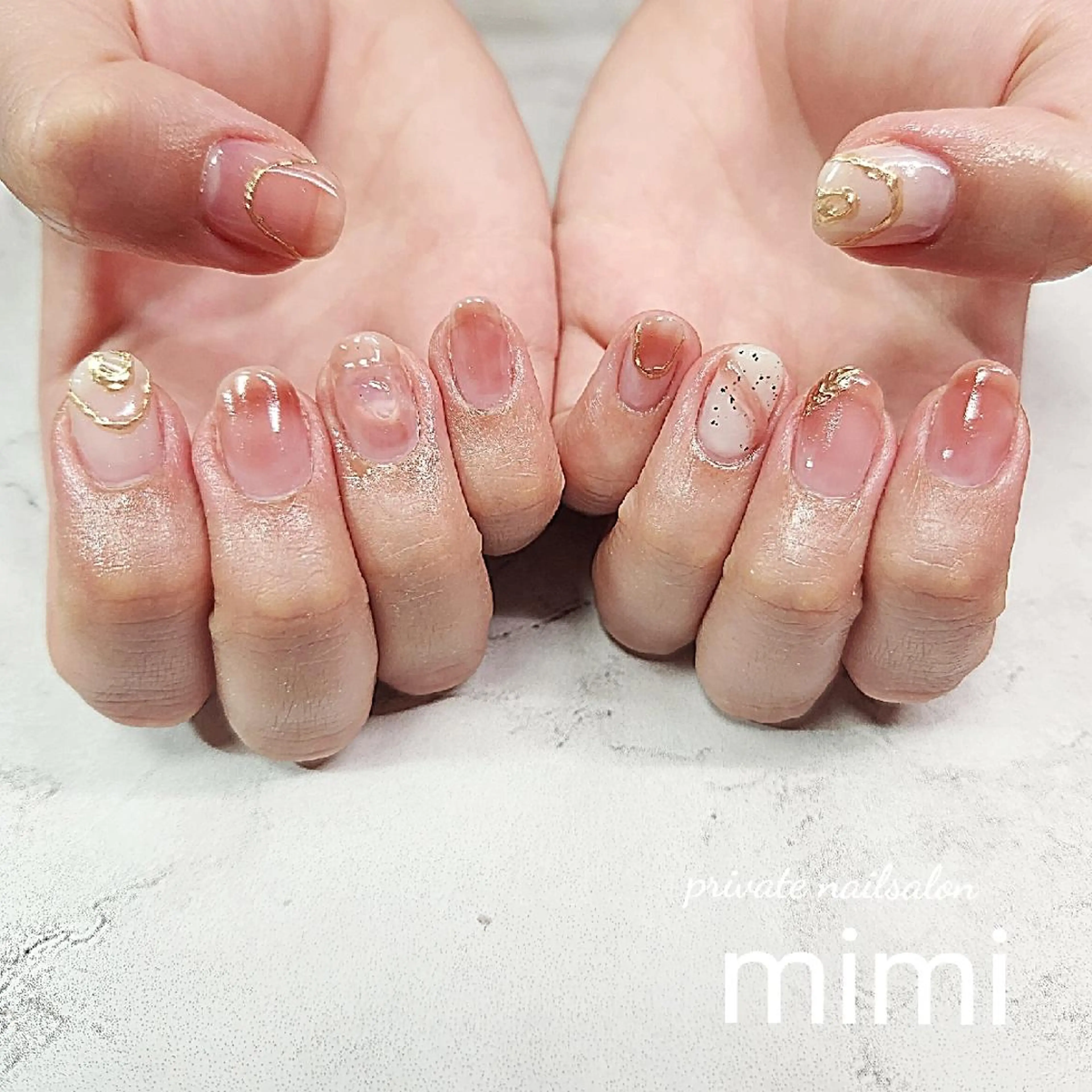 ネイル ニュアンスネイル ピンク ハンドネイル 博多ネイル ｍｉｍｉのネイルデザイン