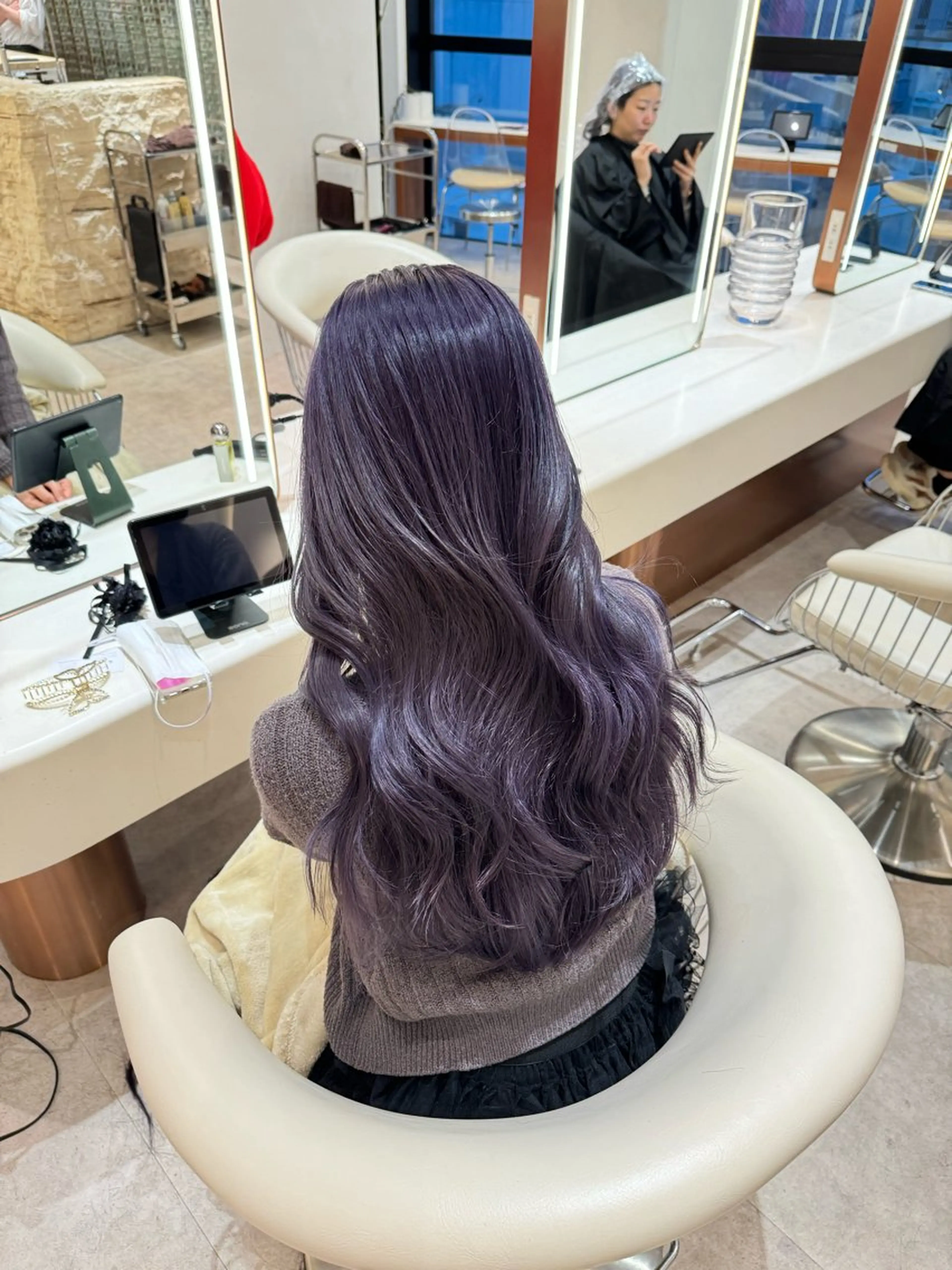 セミロング カラー ラベンダーカラー パープルカラー 韓国風ヘア レイヤーカット カット ヘアカラー トリートメント ヘアセット 韓国レイヤー🇰🇷 韓国研修◎渋谷カイトのヘアスタイル