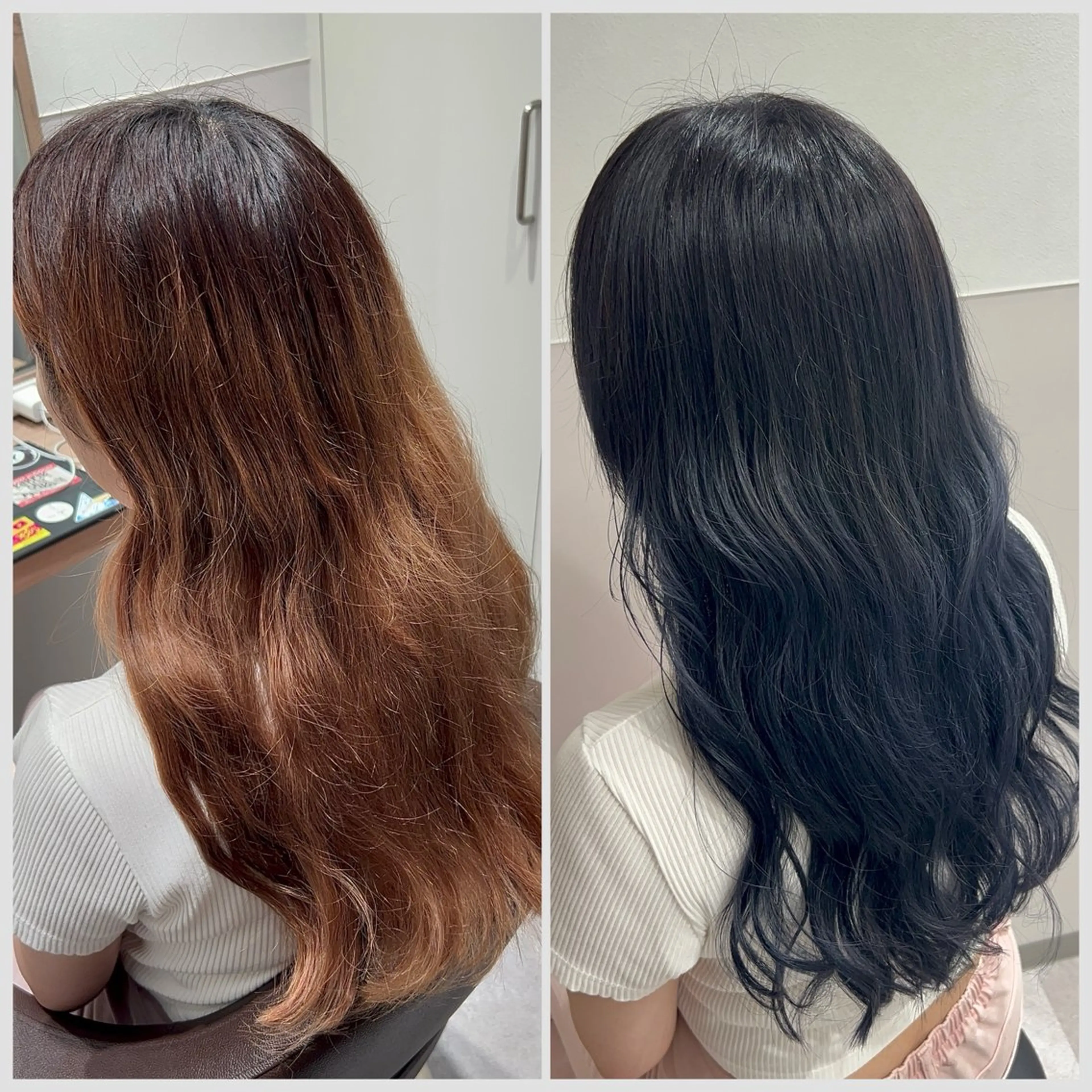 セミロング カラー 黒髪 ブルーカラー ブルーブラック ヘアカラー トリートメント SALOWIN 神戸三宮店所属・【三宮/ブリーチ なしカラー】高田祐也のヘアスタイル