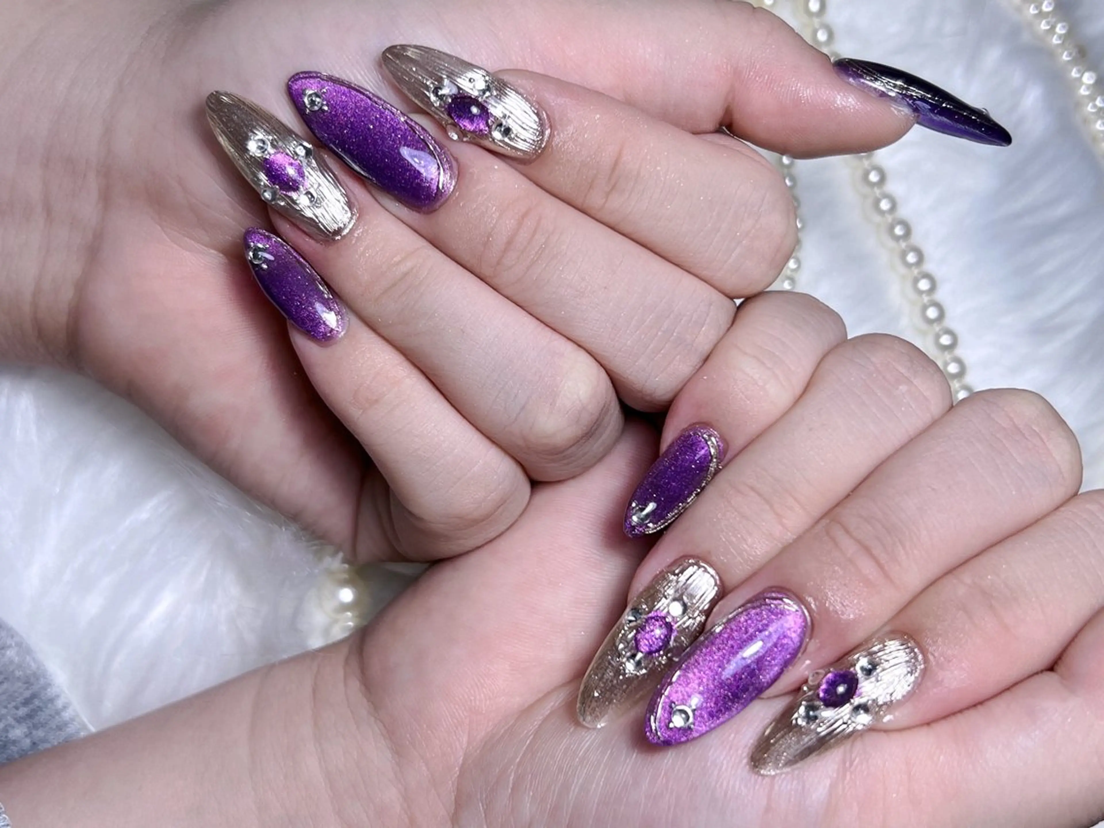 ネイル 長さ出し キラキラネイル リボン スカルプネイル シンプルネイル ハンドネイル Moa nailのネイルデザイン