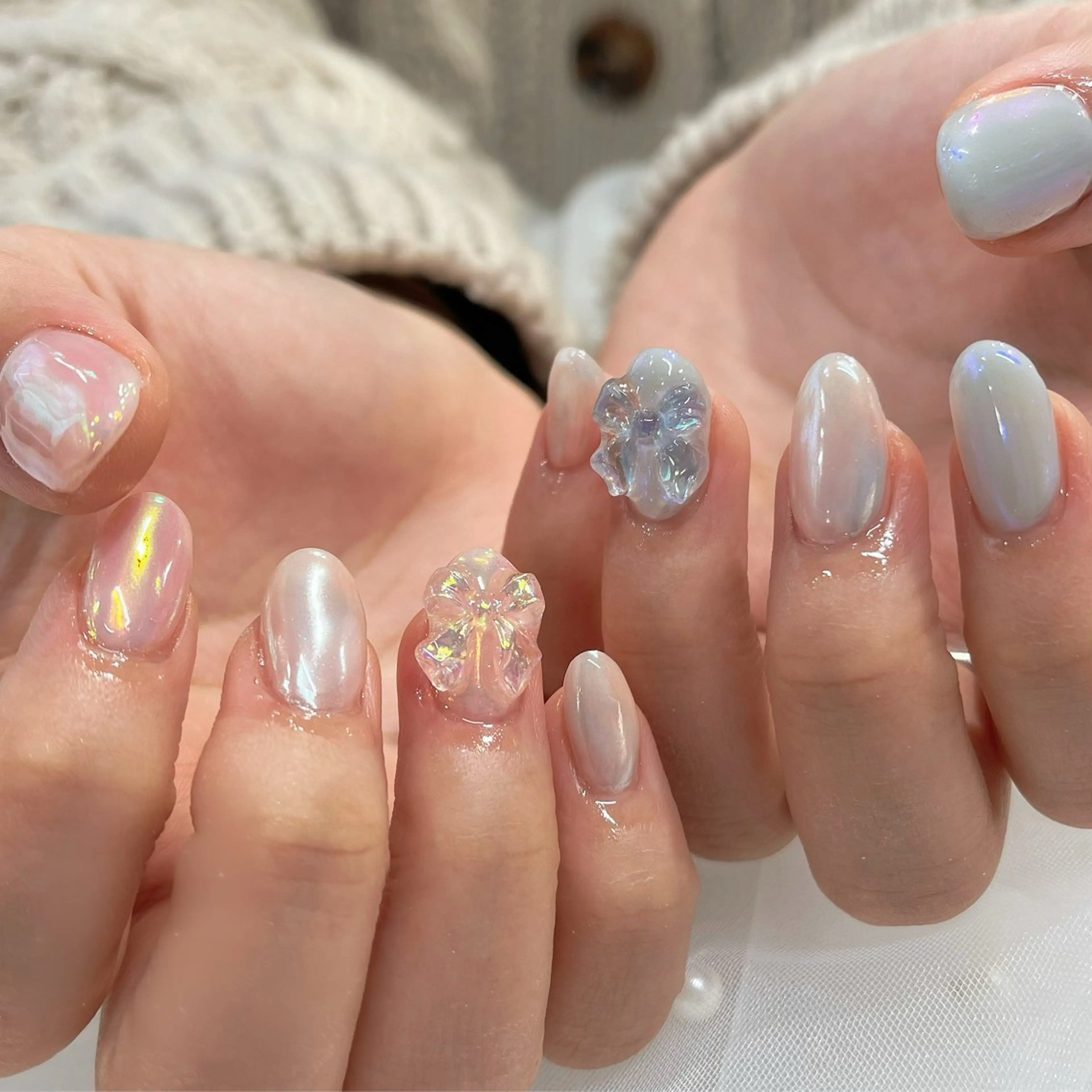 ネイル リボン ハンドネイル 内田 里穂のネイルデザイン