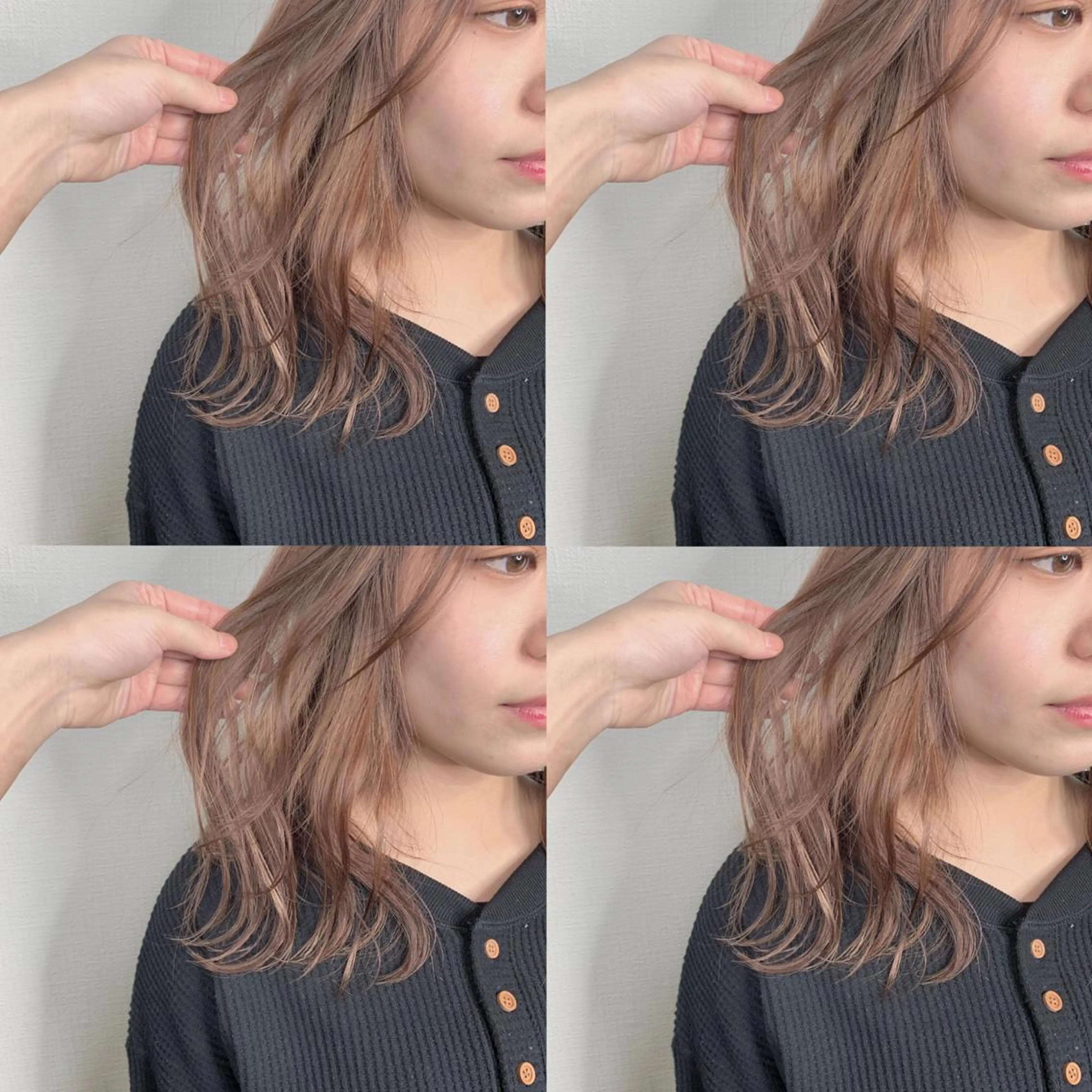 セミロング ハイライト ヘアカラー 袴田 伊代のヘアスタイル