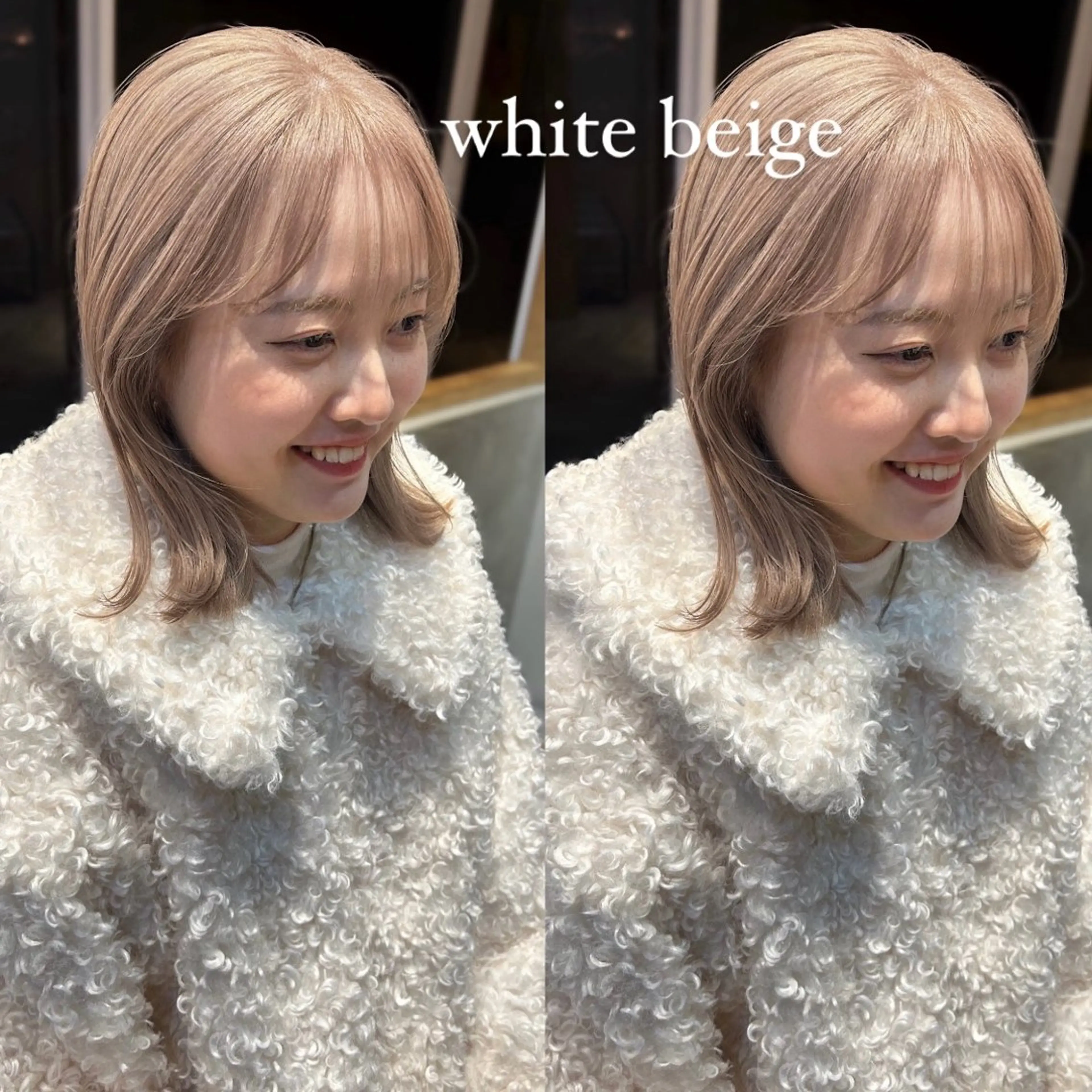 ミディアム カラー ベージュカラー ブリーチ ホワイトベージュ カット ヘアカラー トリートメント このか/似合わせ/ 透明感/ダブルカラーのヘアスタイル