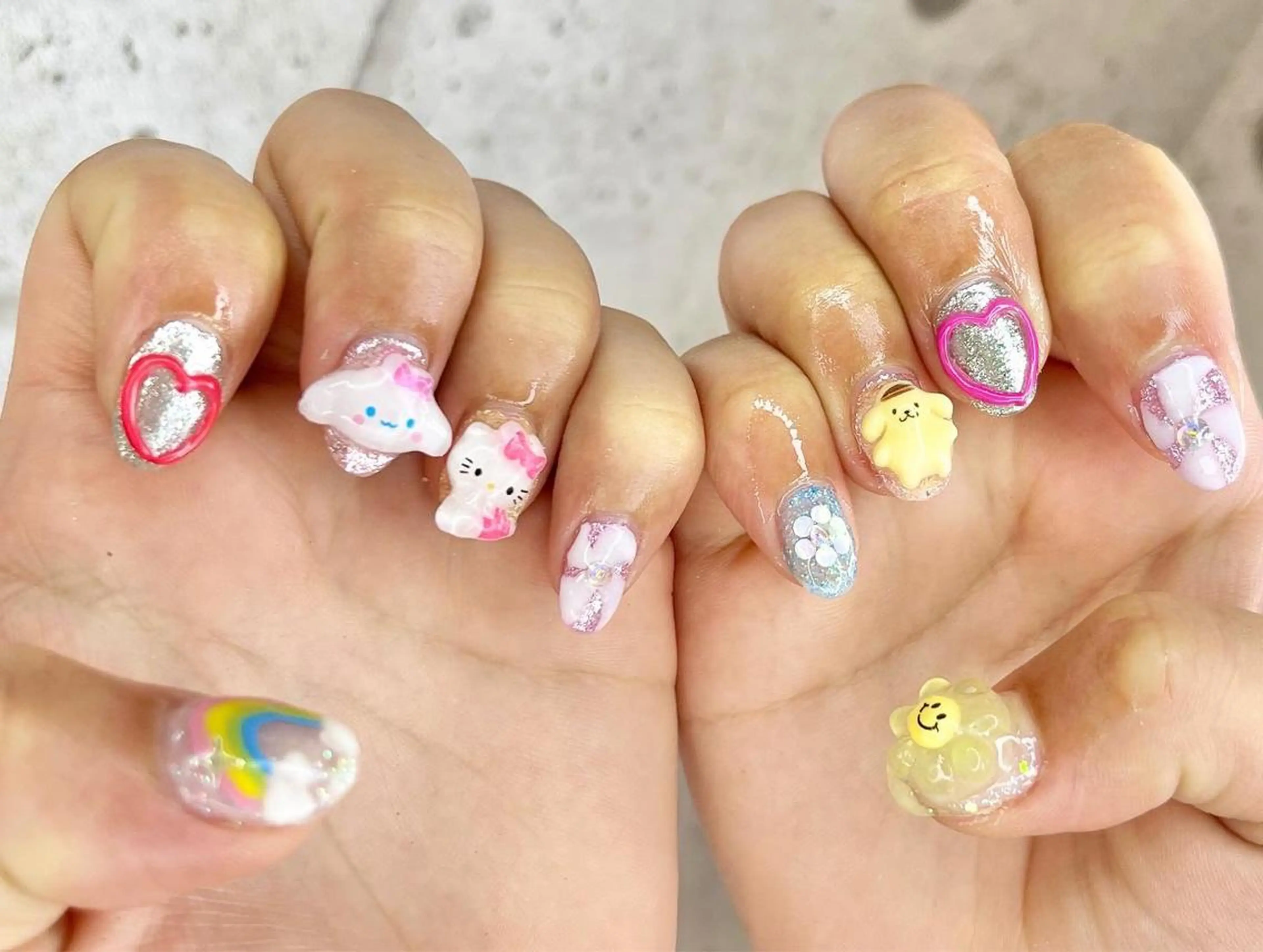 ネイル フラワーネイル ハート キラキラネイル 韓国ネイル ミラーネイル Salon Ｋのネイルデザイン
