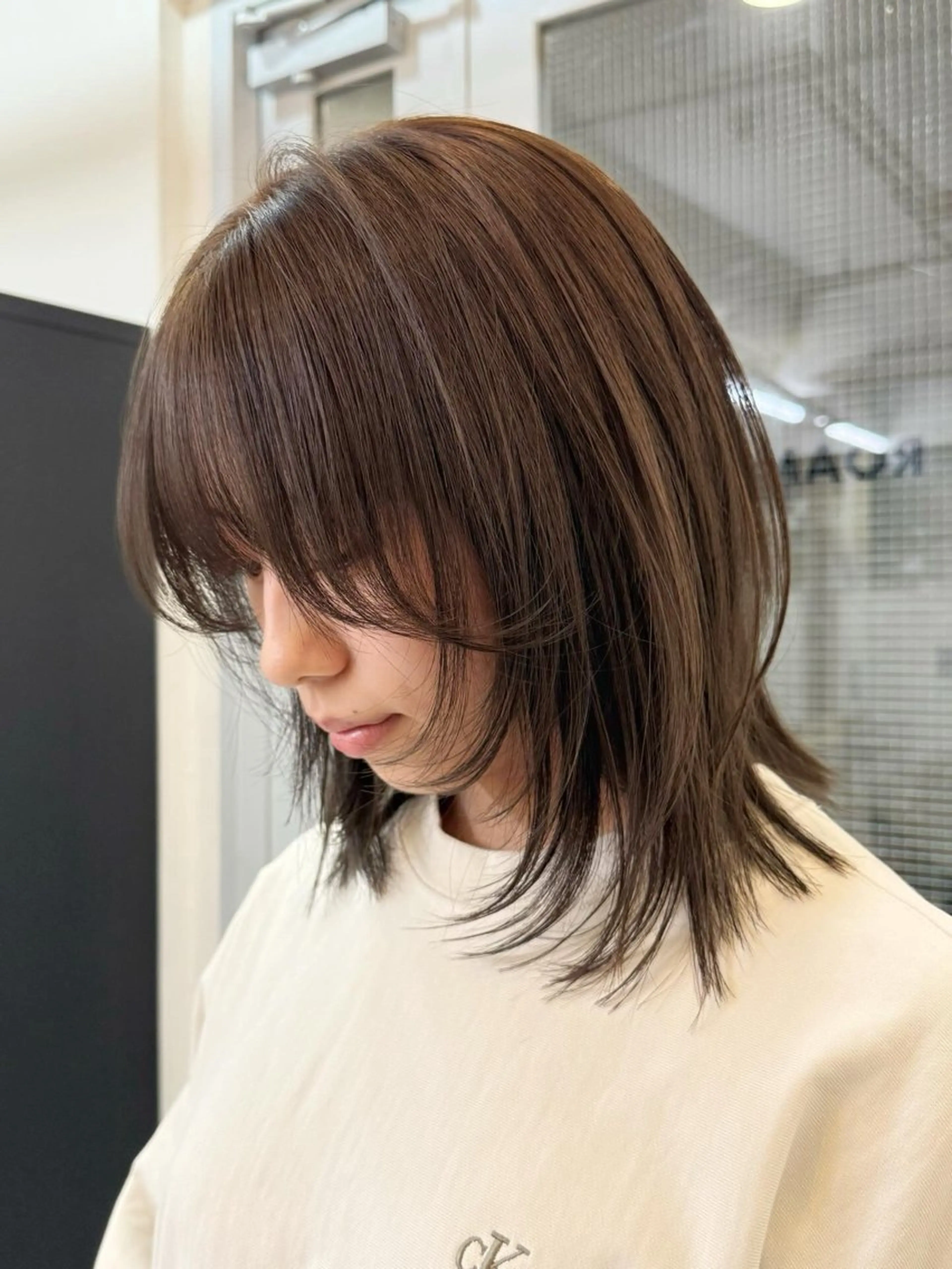 ミディアム カラー カット ヘアカラー トリートメント ♡アヤメ/レイヤー ボブ♡渋谷のヘアスタイル