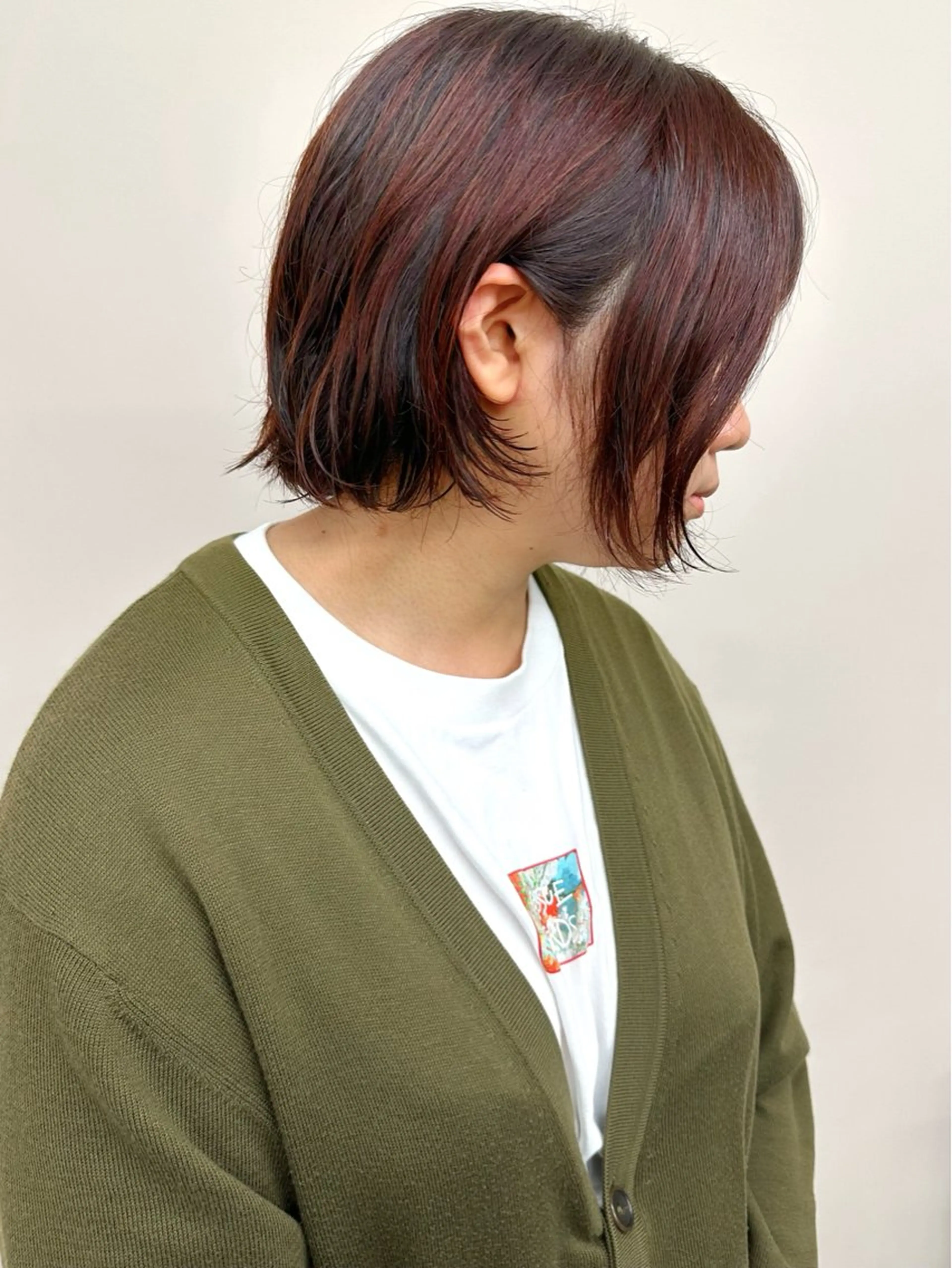 ミディアム カラー ボブ くせ毛 カット トリートメント ヘッドスパ とうい/パーマボブ/ くせ毛/丸みボブのヘアスタイル