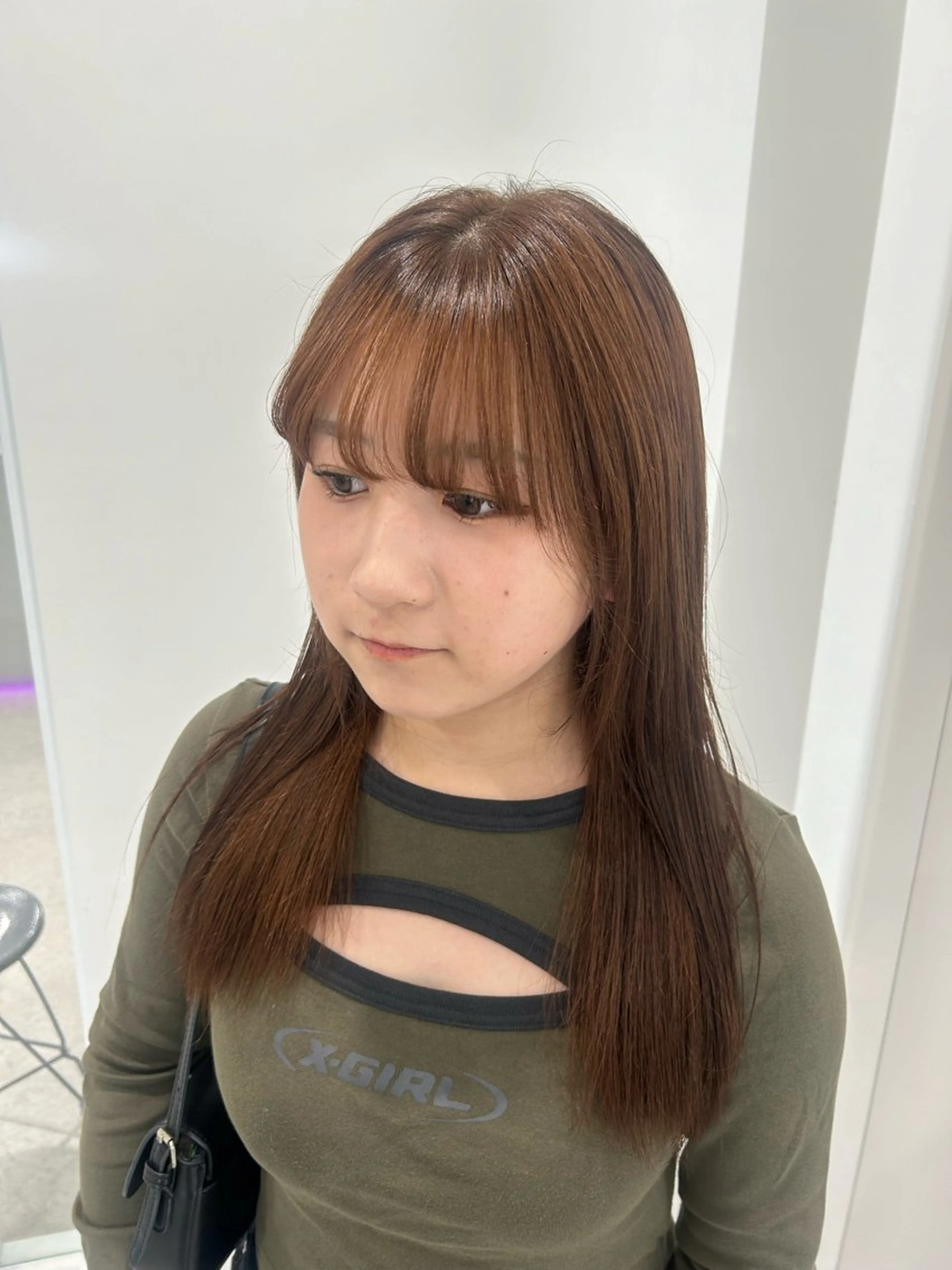 セミロング カラー 愛結 暖色カラー🎀🩰のヘアスタイル