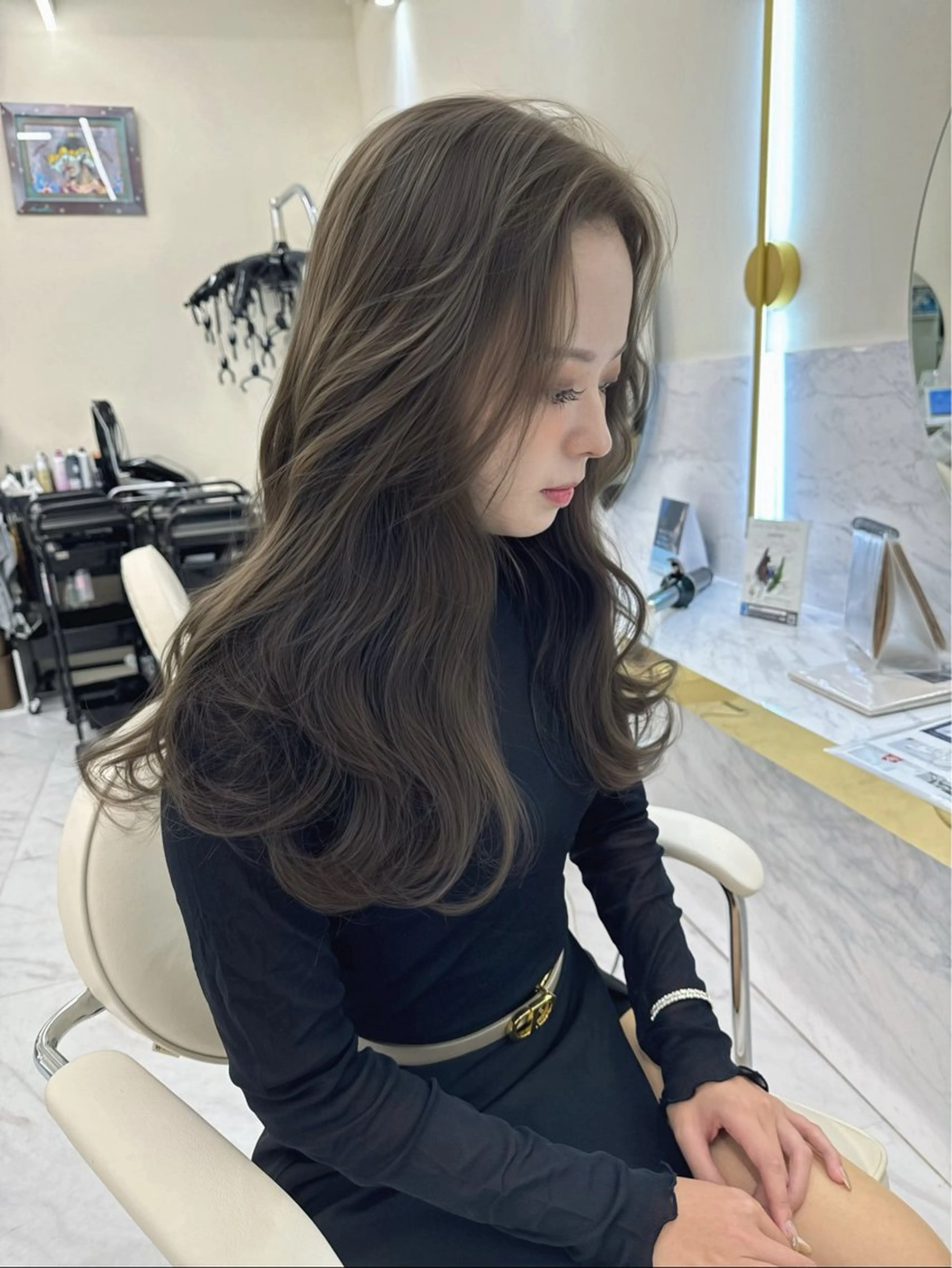 ロング カラー オリーブカラー ヘアカラー 透明感カラー/ ナチュラル/toaのヘアスタイル