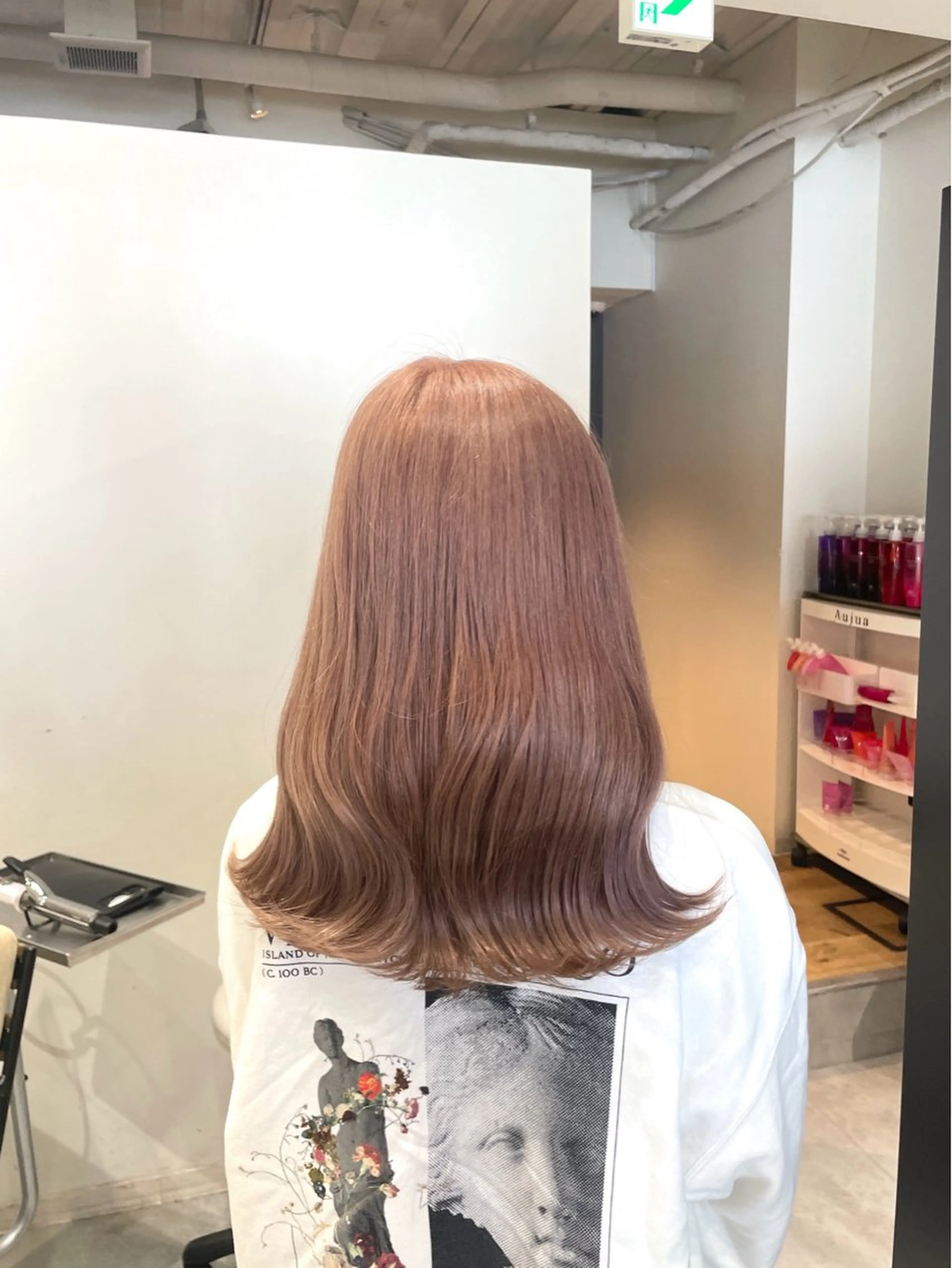 ミディアム カラー ヘアカラー トリートメント fuka/梅田/ ミルクティーベージュのヘアスタイル