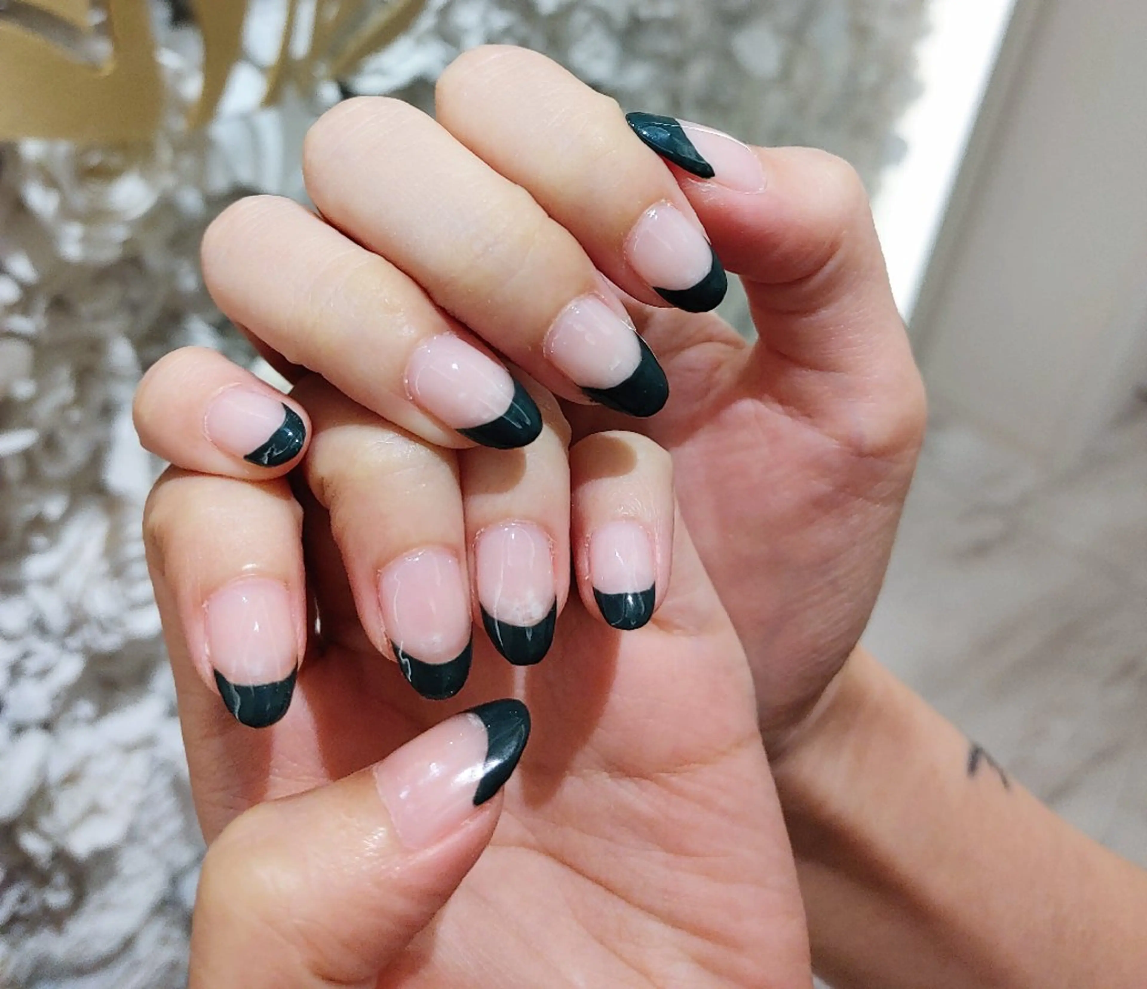 ネイル フレンチネイル グリーン La Luna アヤカのネイルデザイン