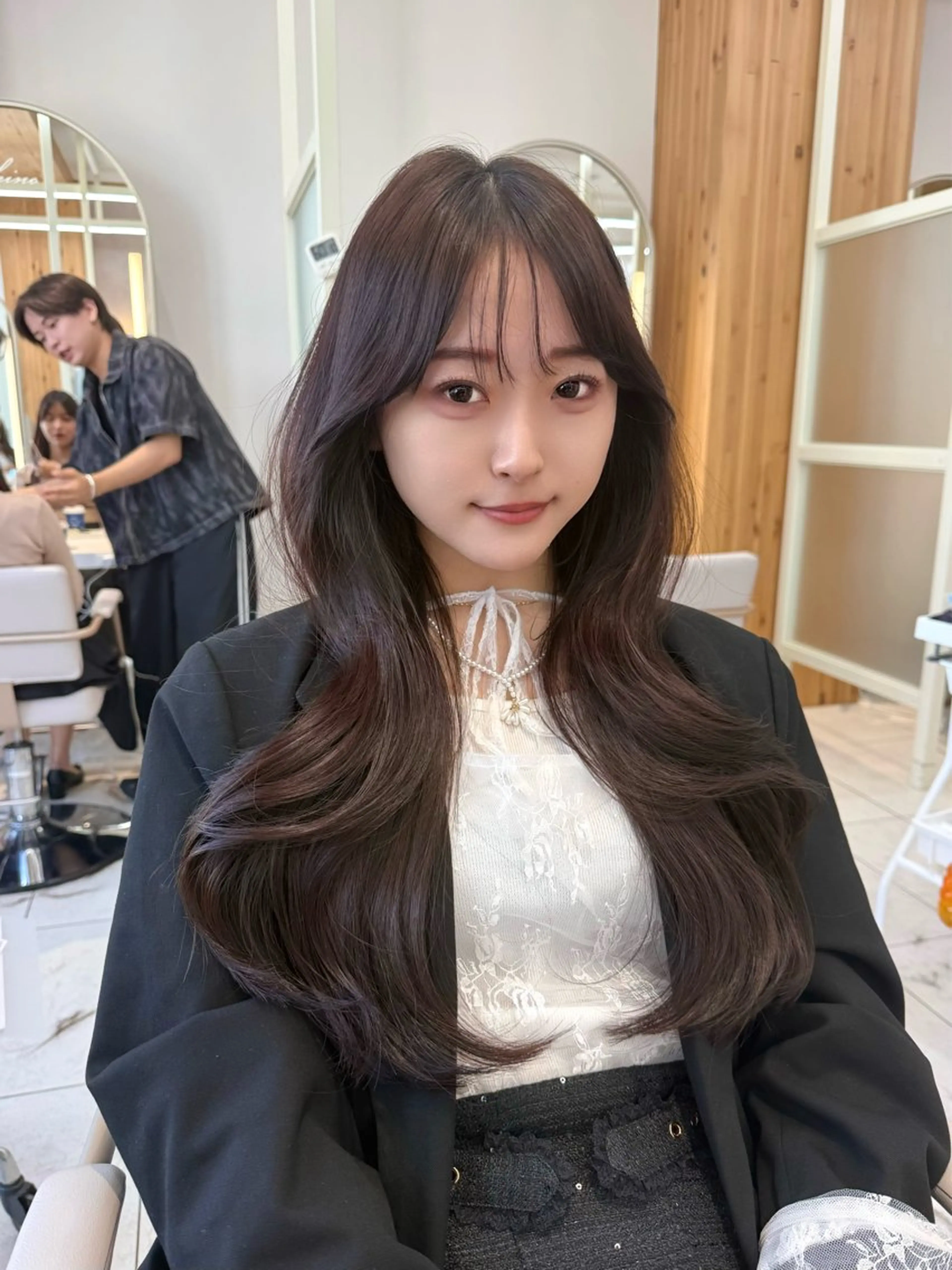 ロング カラー カット ヘアカラー トリートメント レイヤーカット/ 透け感ベージュ/Joのヘアスタイル