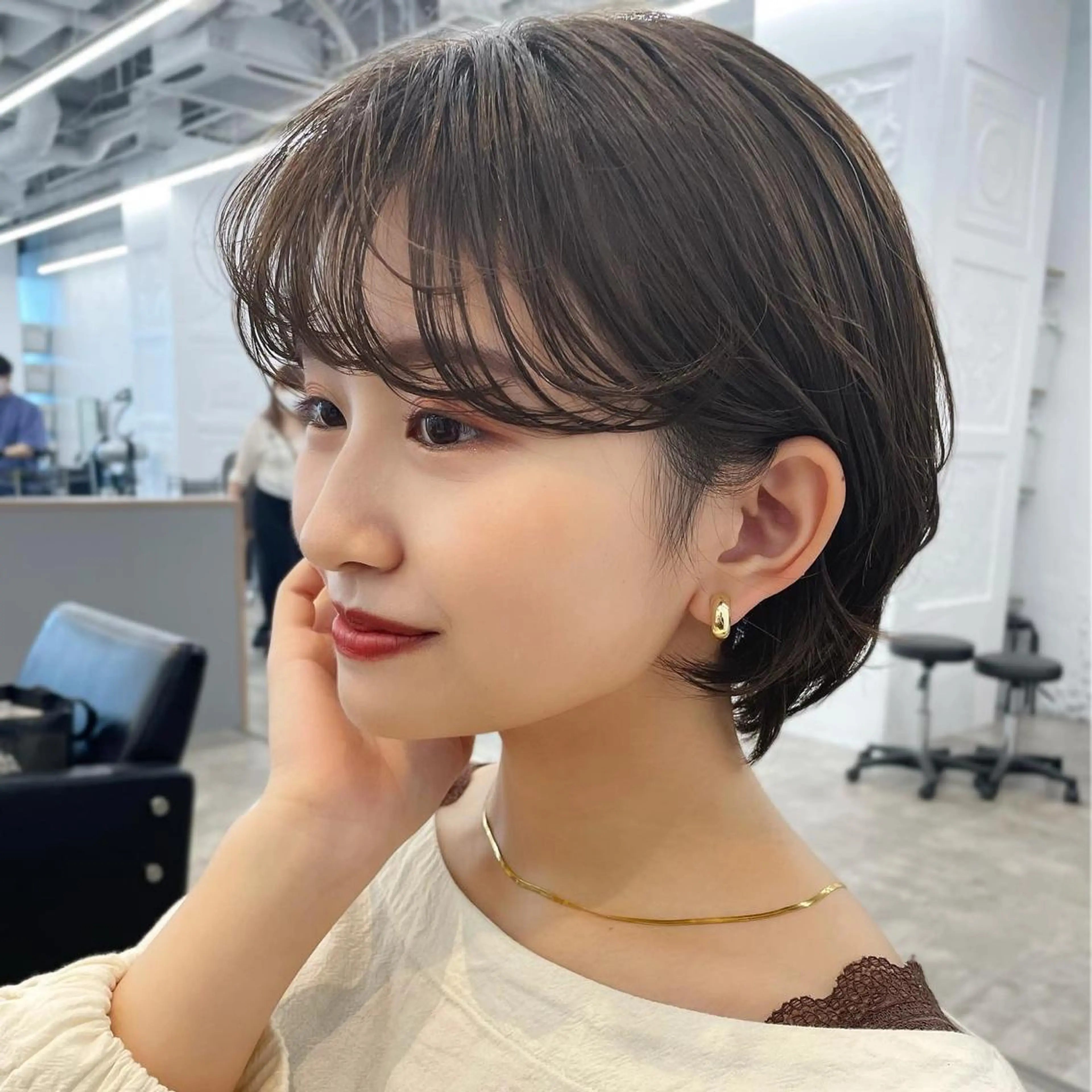 ショート パーマ ショートヘア カット パーマ レイヤー/ショート透 明感カラー/西田祐賀のヘアスタイル