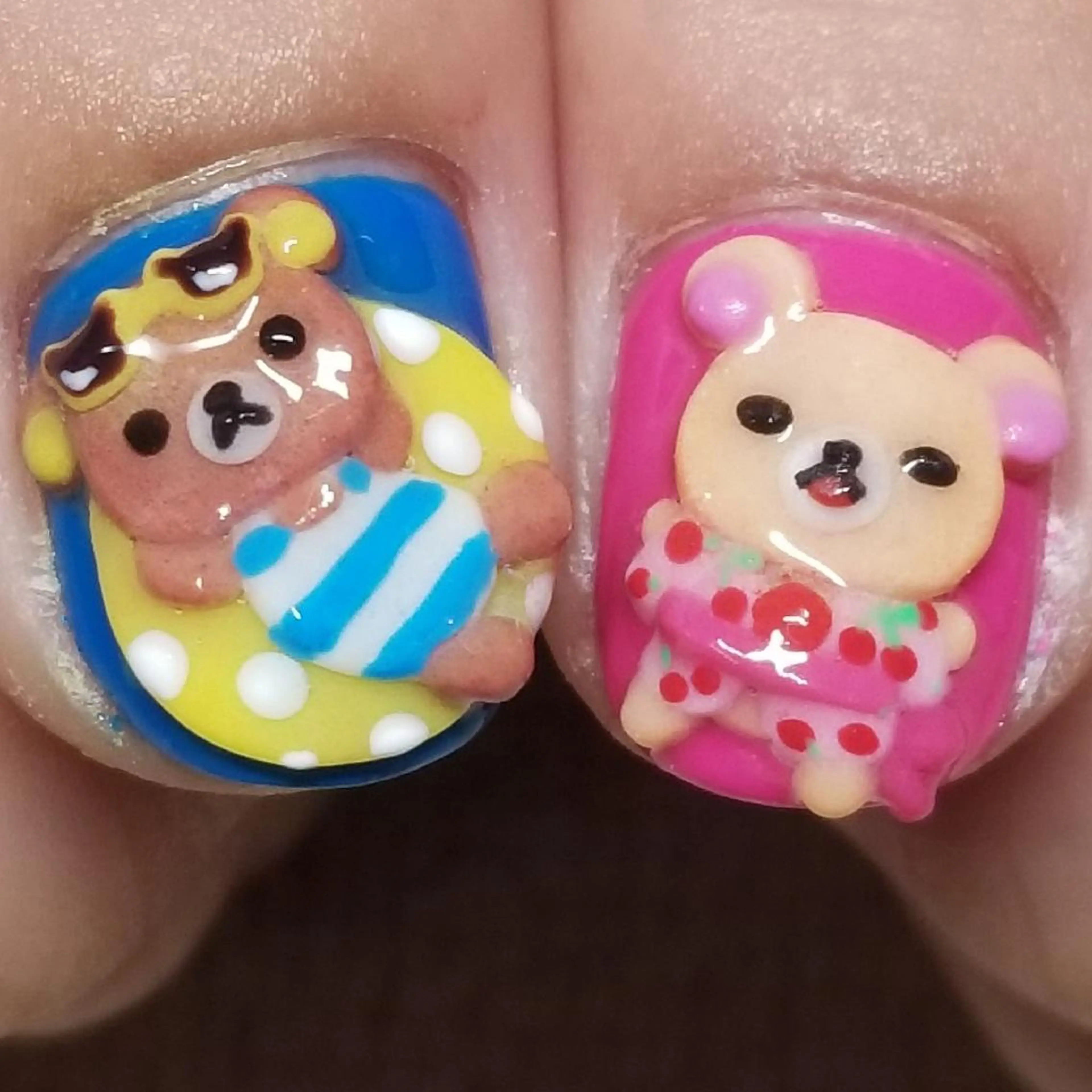 ネイル ブルー ピンク ハンドネイル よしだ ひろきのネイルデザイン