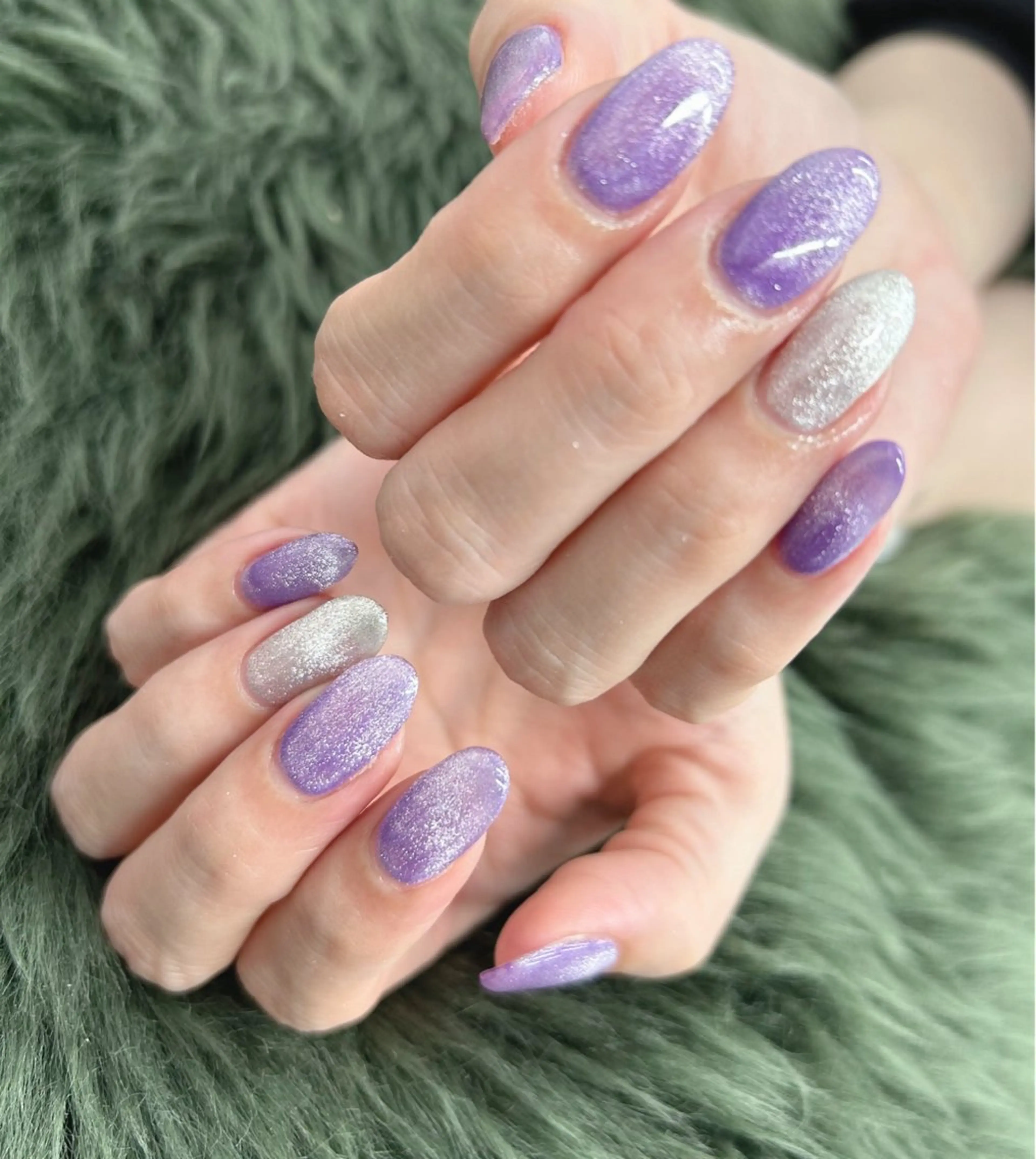 ネイル パープル シルバー ハンドネイル Nail Salon agré所属・agré ネイルサロン アグレのネイルデザイン