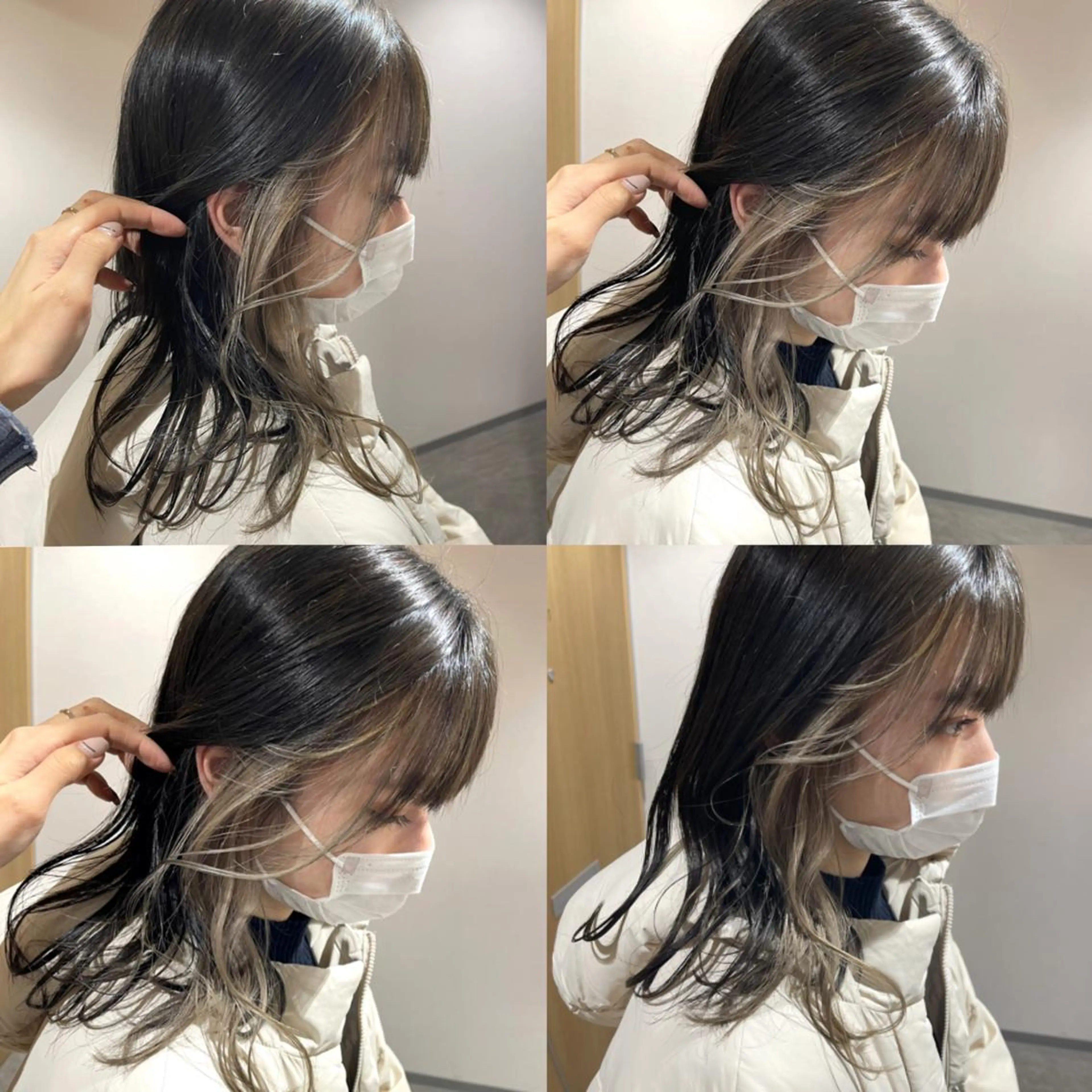 ミディアム カラー ハイライトカラー インナーカラー ハイライト ヘアカラー 松井那津子 /ハイライトブリーチのヘアスタイル