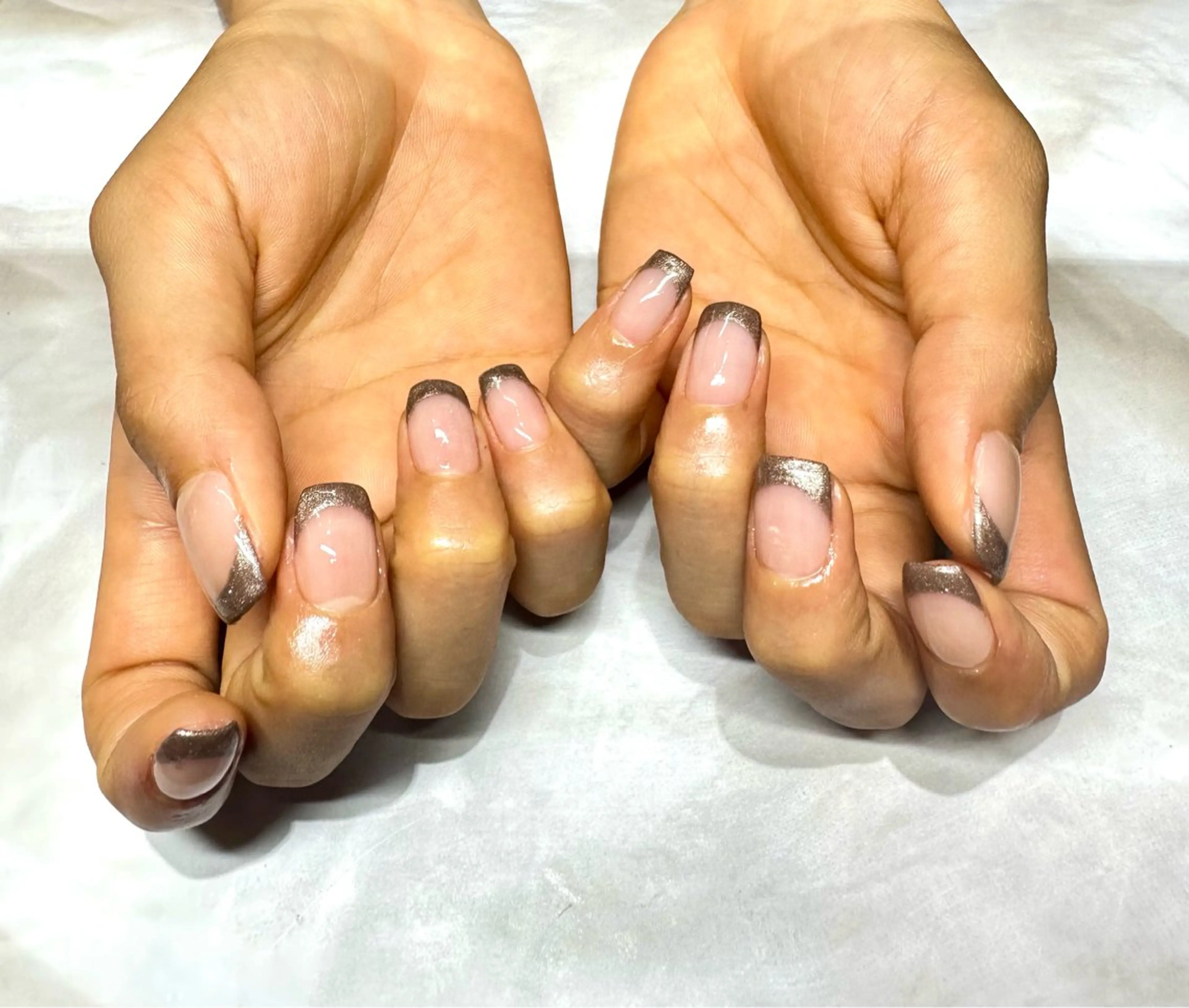 ネイル フレンチネイル スクエアネイル ハンドネイル Tanemoto所属・Ueda Rieのネイルデザイン