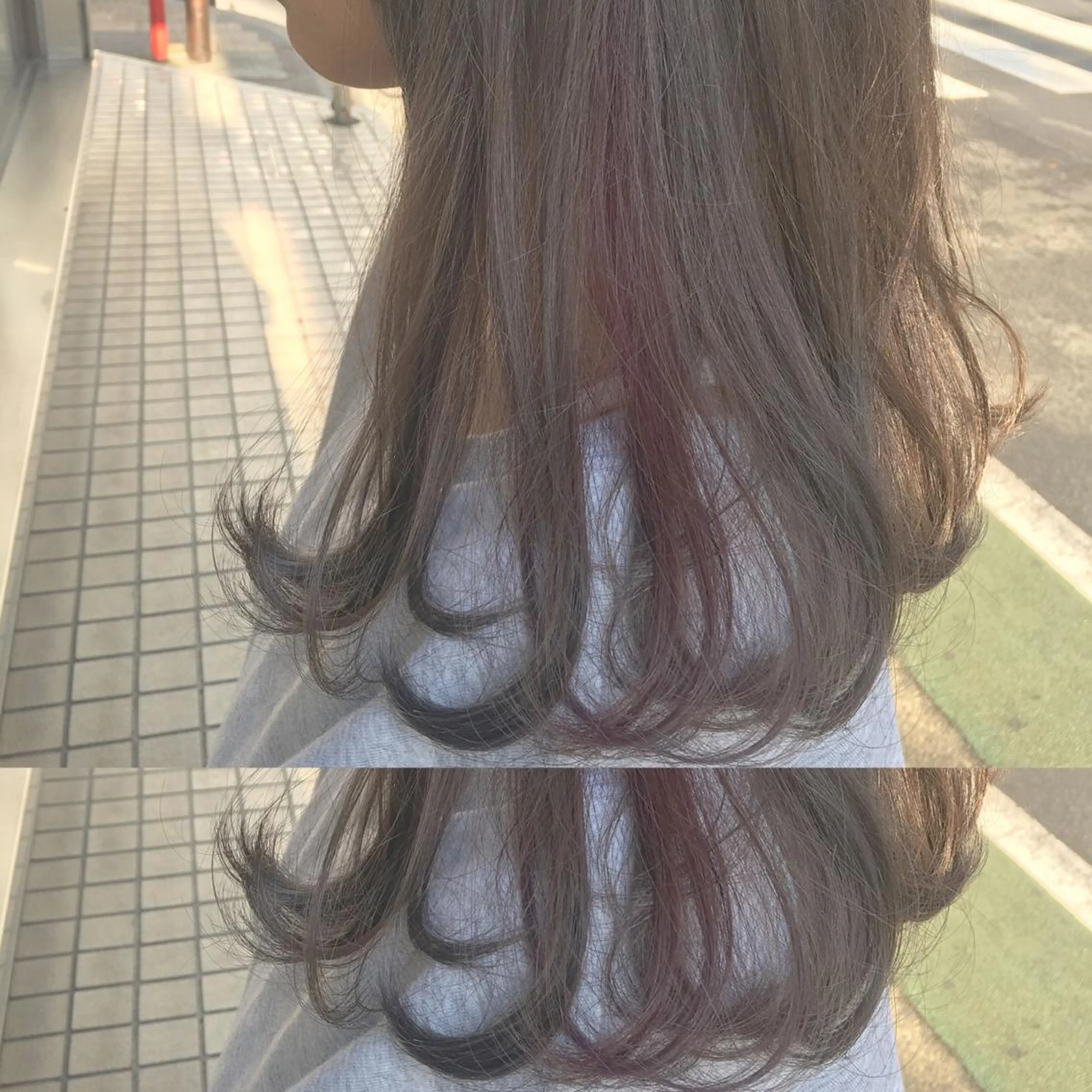 セミロング カラー パーマ ヘアアレンジ ブリーチ 透明感カラー デザインカラー グレージュ バイオレットカラー LUCK本厚木 浦住 貴大のヘアスタイル