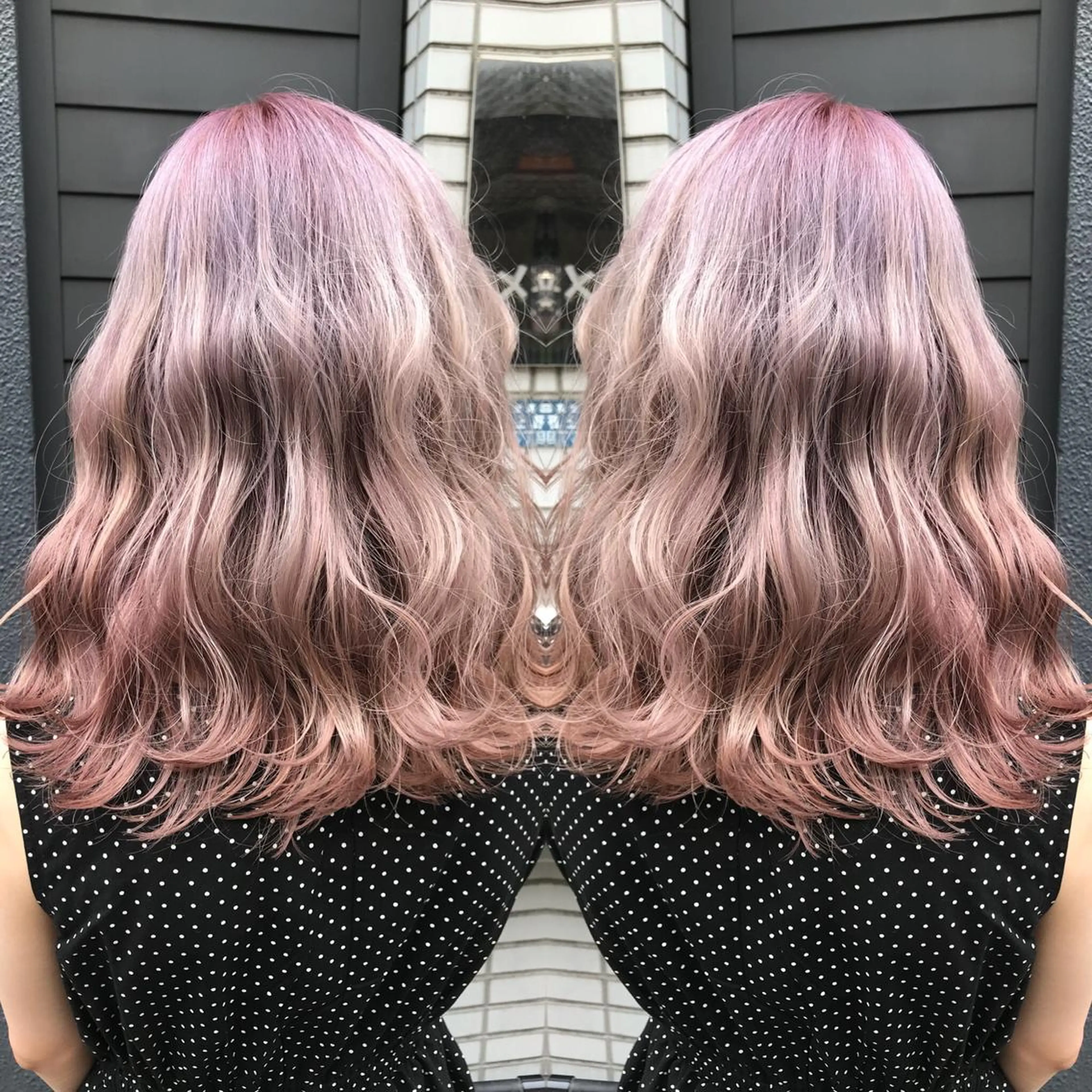 ミディアム カラー ブリーチ ピンクカラー 髪質改善特化 ミサワコウキのヘアスタイル